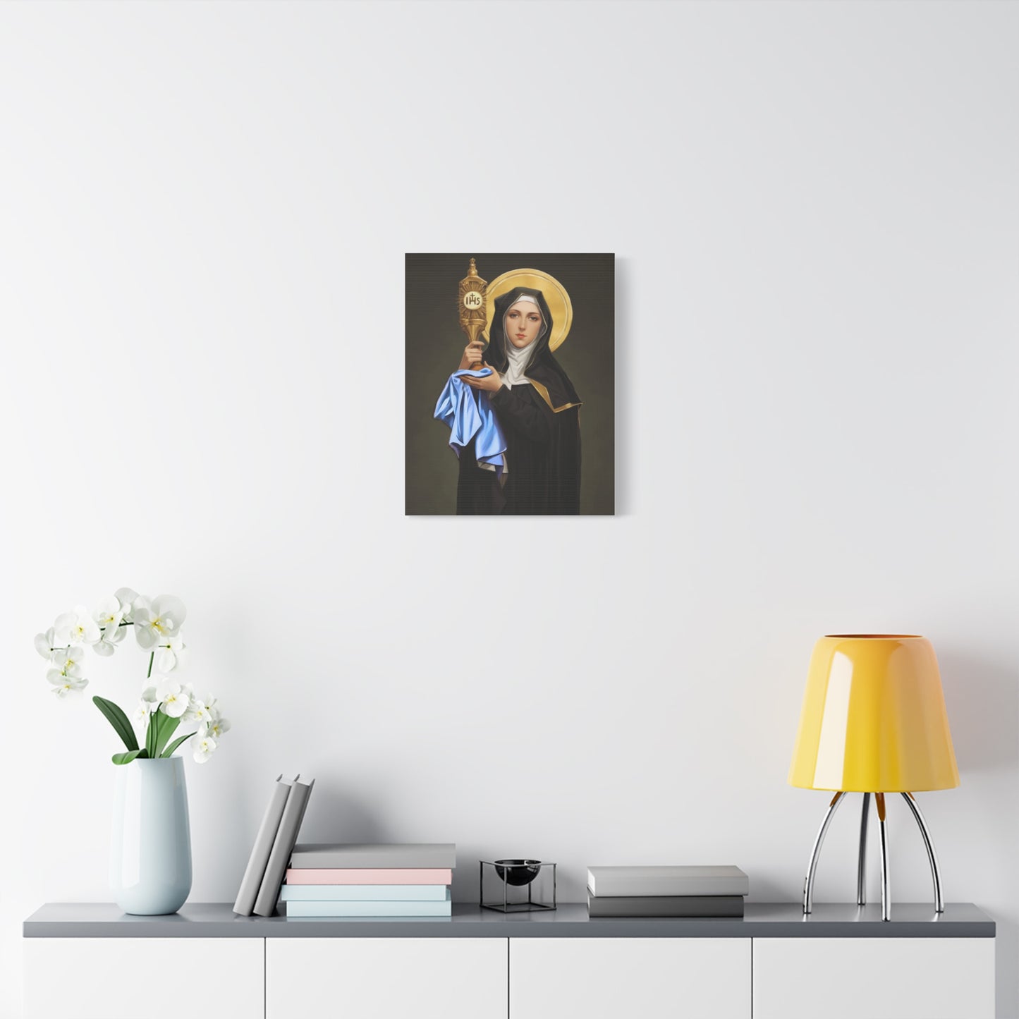St. Clare of Assisi saint Catholic Canvas Wall Art, Christian Decor