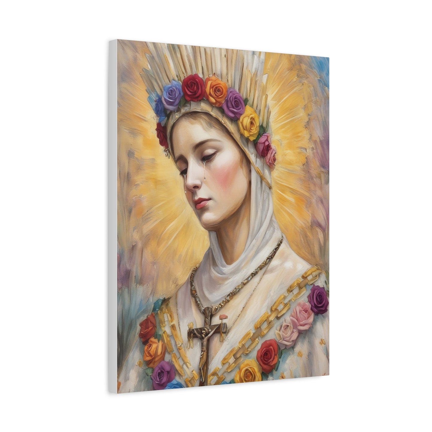 Our Lady La Salette Catholic Canvas Wall Art, Mother Mary Print Christian Decor