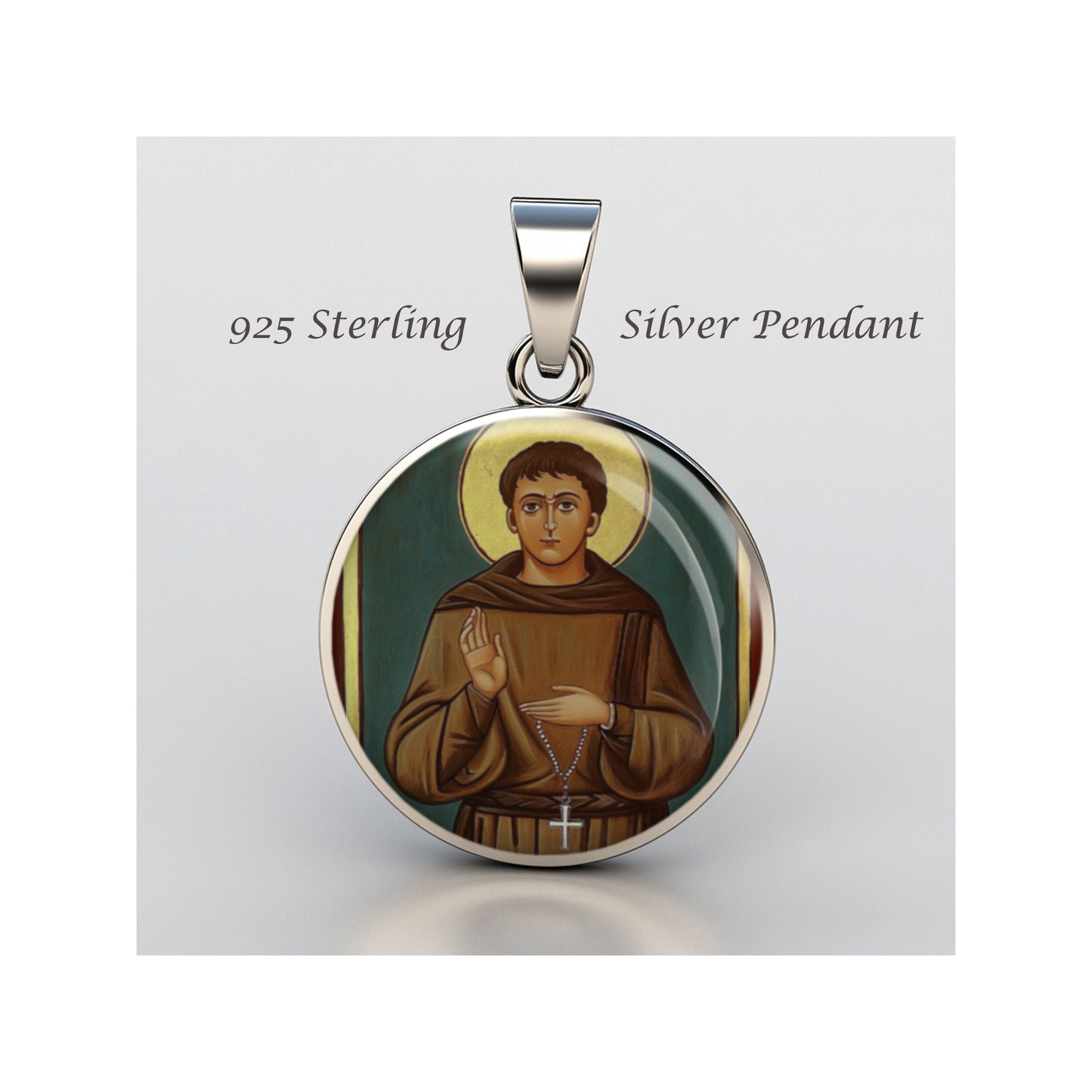 Saint Salvator Of Horta Catholic sterling silver 925 Christian Medal Patron image 0