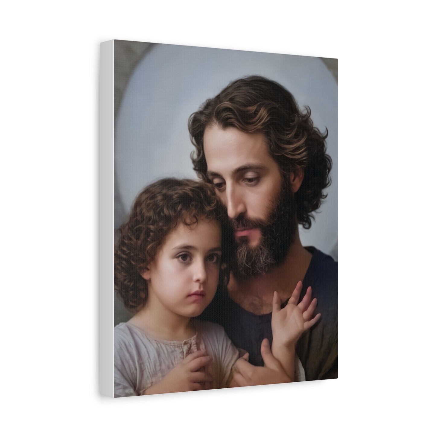 St. Joseph and Baby Jesus Catholic Canvas Wall Art, Print Christian Decor