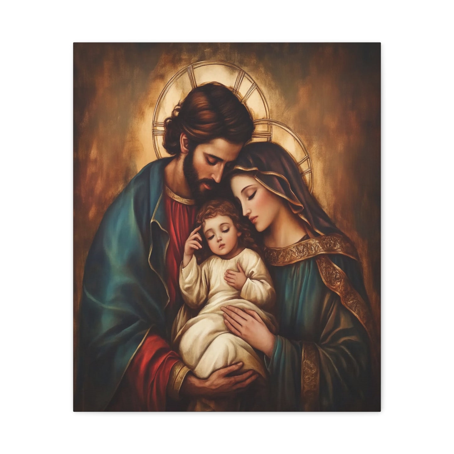 Holy Family Catholic Canvas Wall Art, Christian Decor
