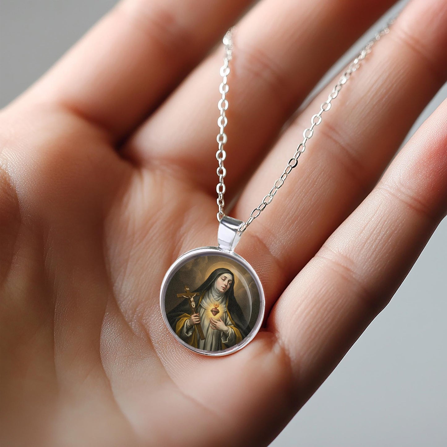 St Rita of Cascia Necklace Pendant Round Medal