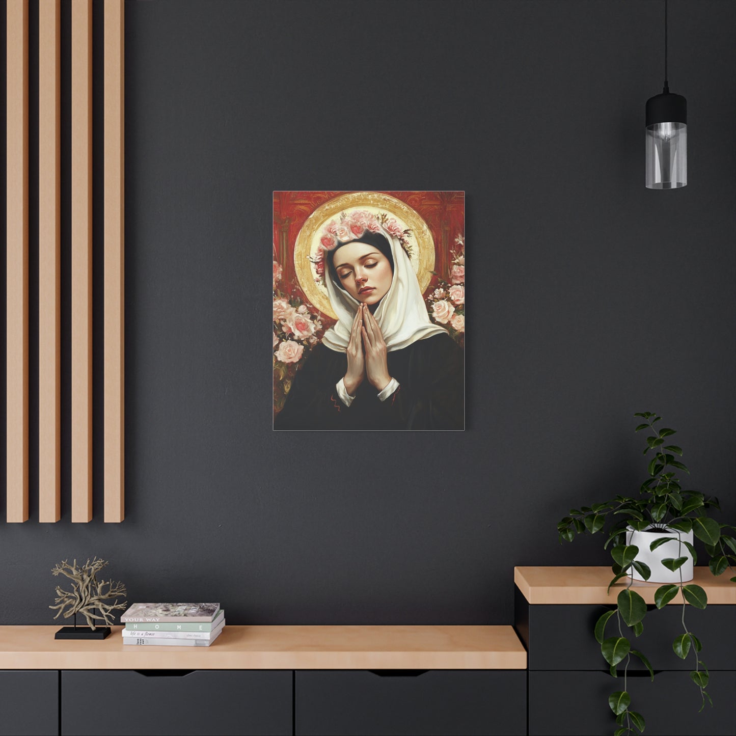 Ready To Hang - St. Rose of Lima Roses Catholic Canvas Wall Art, Christian Decor
