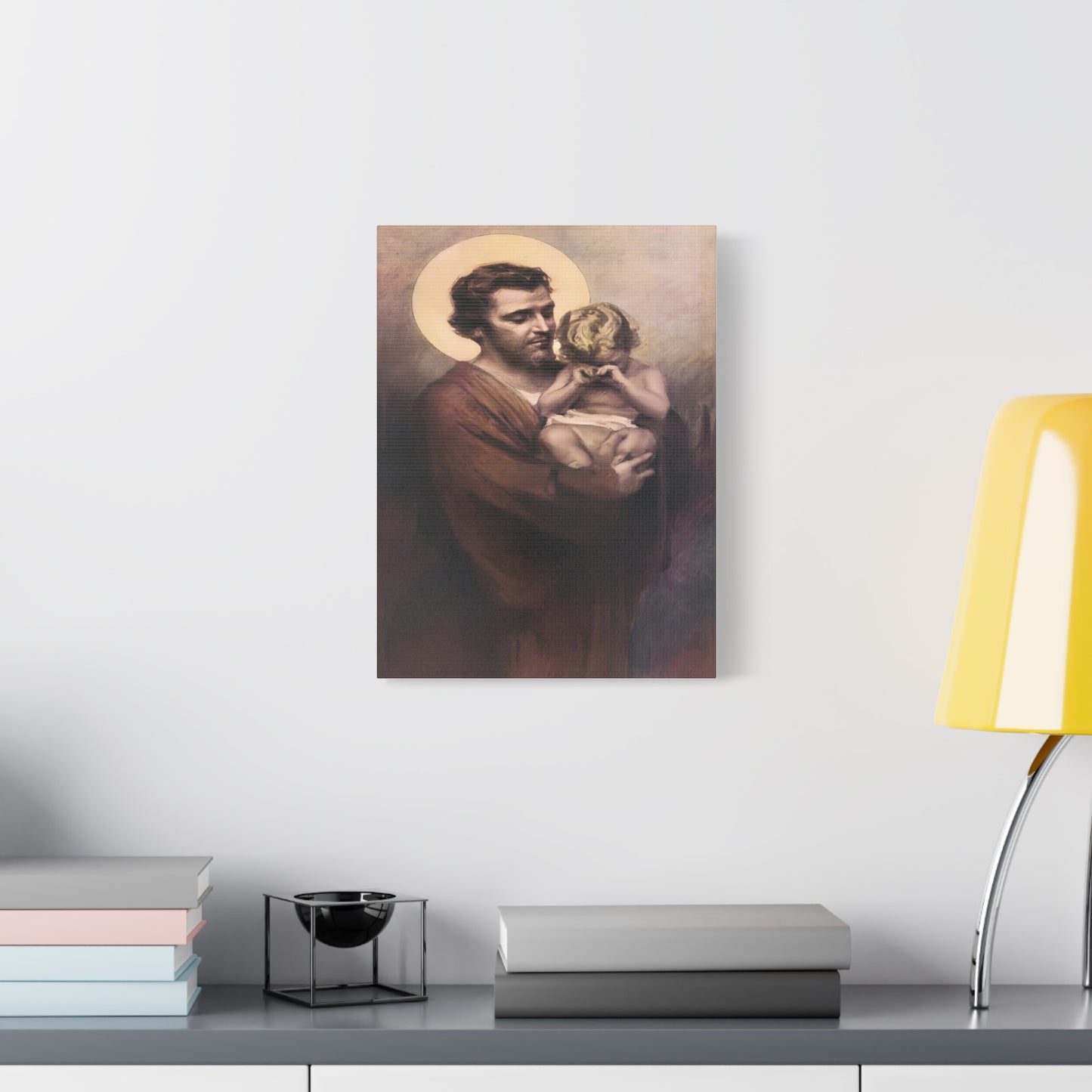 St. Joseph & Child Jesus Crying - Chambers - Catholic Canvas Wall Art, Christian Decor