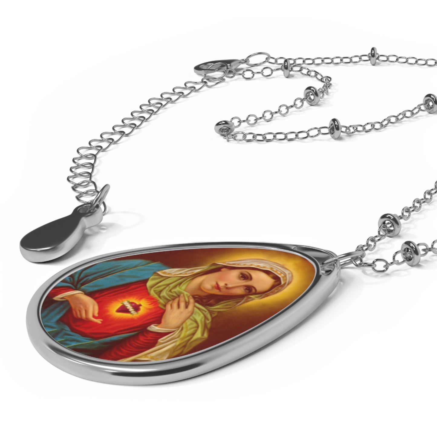 Oval Necklace, Immaculate Mary Pendant for Catholic Jewelry, Religious Gift, Oval Pendant Necklace, Catholic Necklace, Virgin Mary Necklace