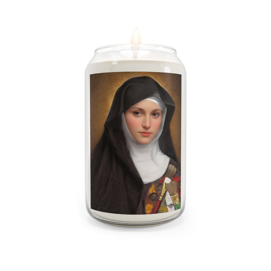 St. Catherine of Bologna Catholic Serenity Scented Candle, 13.75oz | Relaxation Gift, Home Decor, Calm Atmosphere, Religious Decor