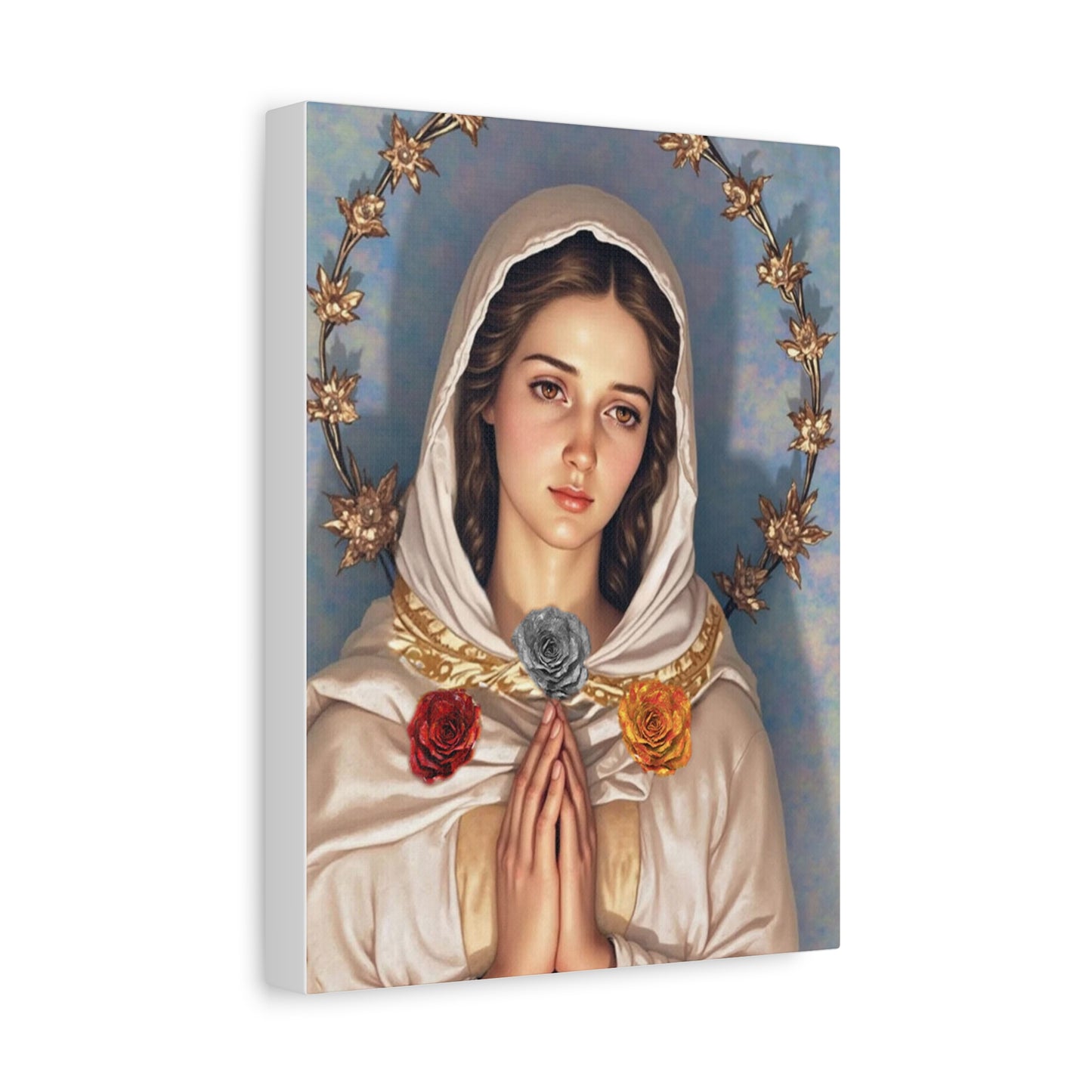 Our Lady Mary Rosa Mystica Catholic Canvas Wall Art, Christian Decor