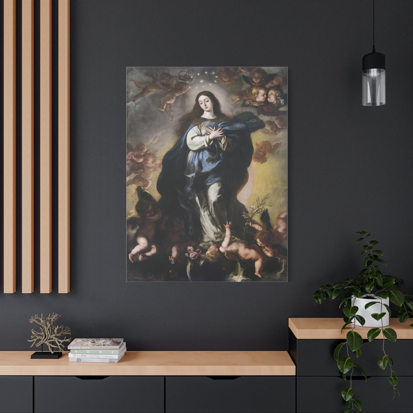 Ready To Hang - Our Lady Mother Mary Immaculate Conception Catholic Canvas Wall Art, Christian Decor
