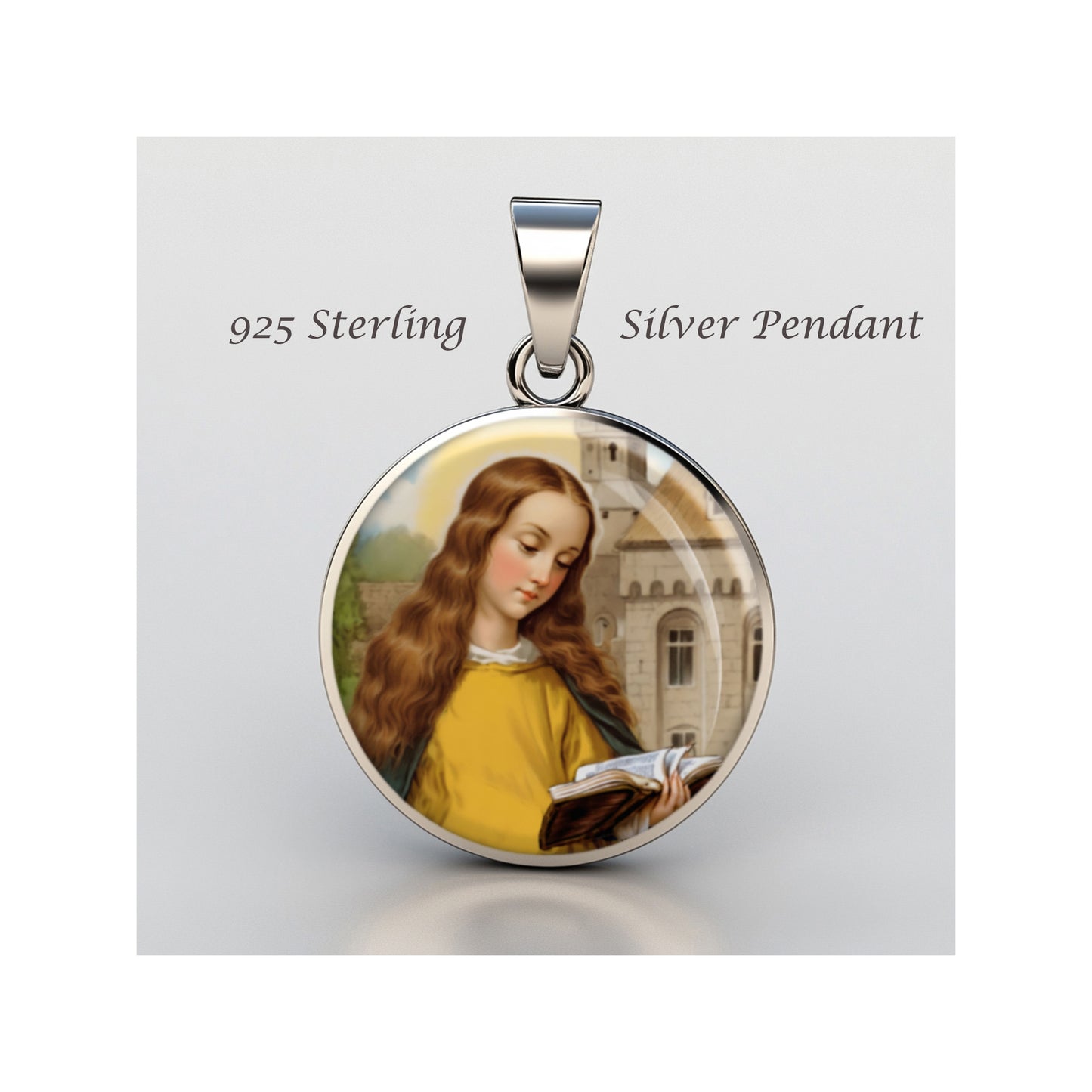 Saint Emma Catholic sterling silver 925 Christian Medal Patron Pendant image 0