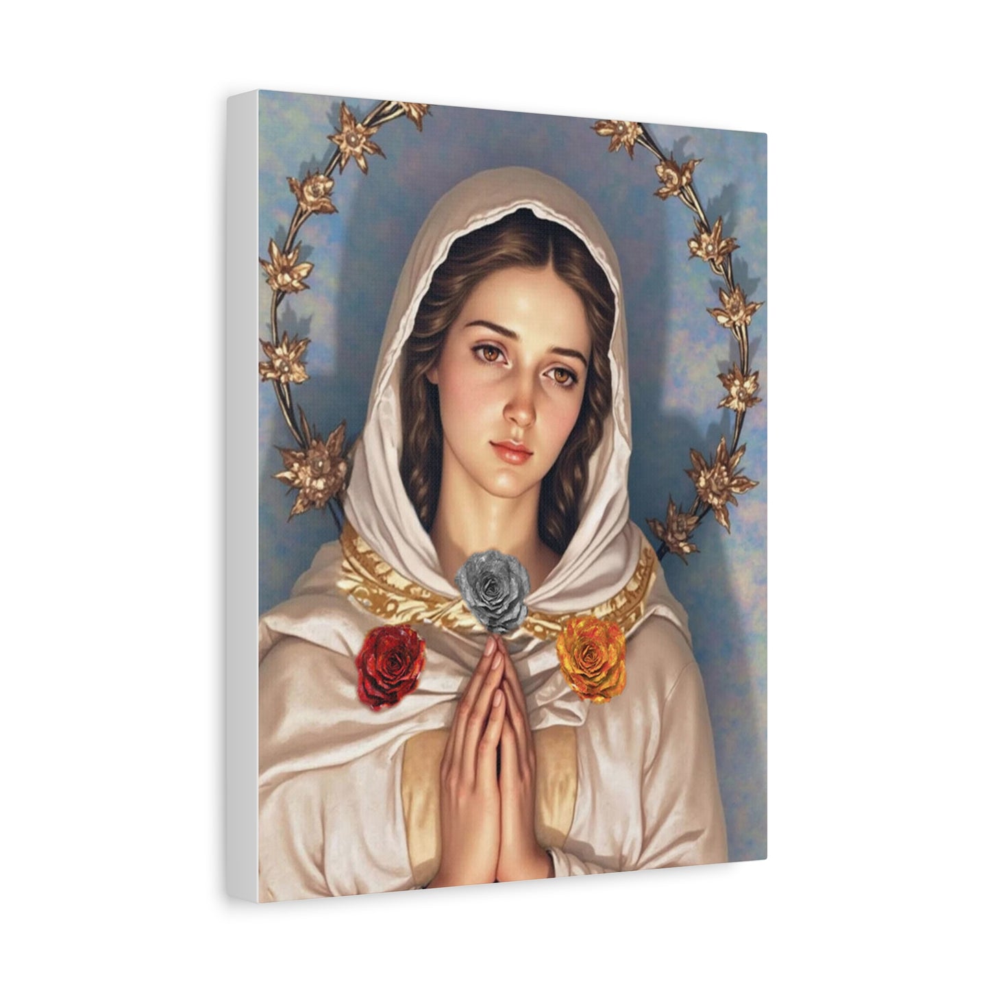 Our Lady Mary Rosa Mystica Catholic Canvas Wall Art, Christian Decor