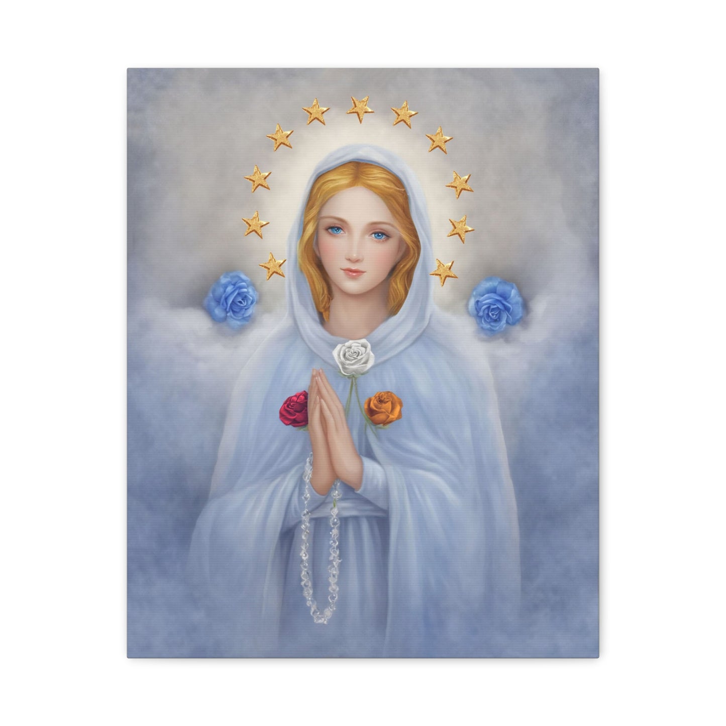 Rosa Mystica Mary Catholic Canvas Wall Art, Christian Decor