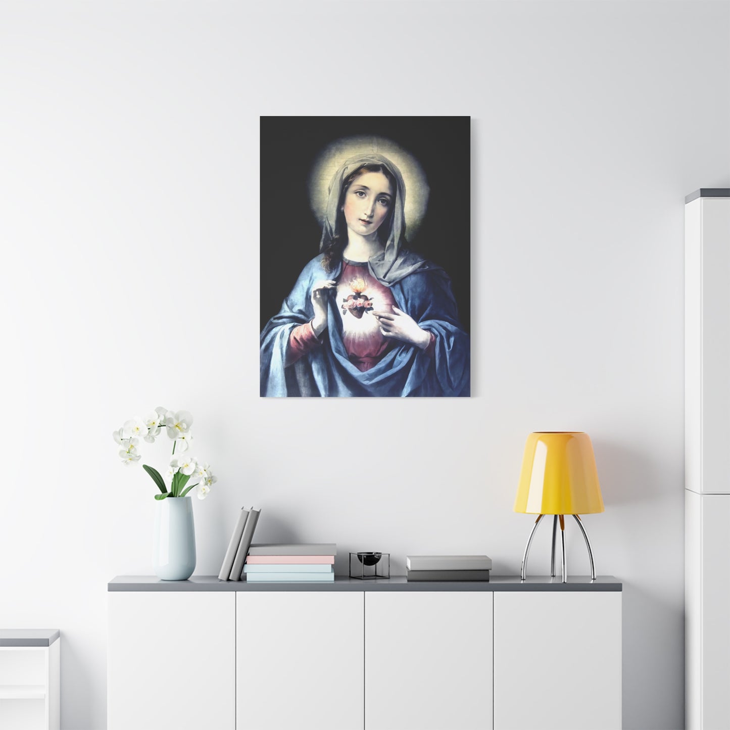 Ready to Hang - Immaculate Heart Virgin Mary Catholic Canvas Wall Art, Christian Decor