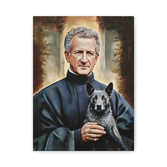 St. John Bosco and Grigio Catholic Canvas Wall Art, Christian Decor