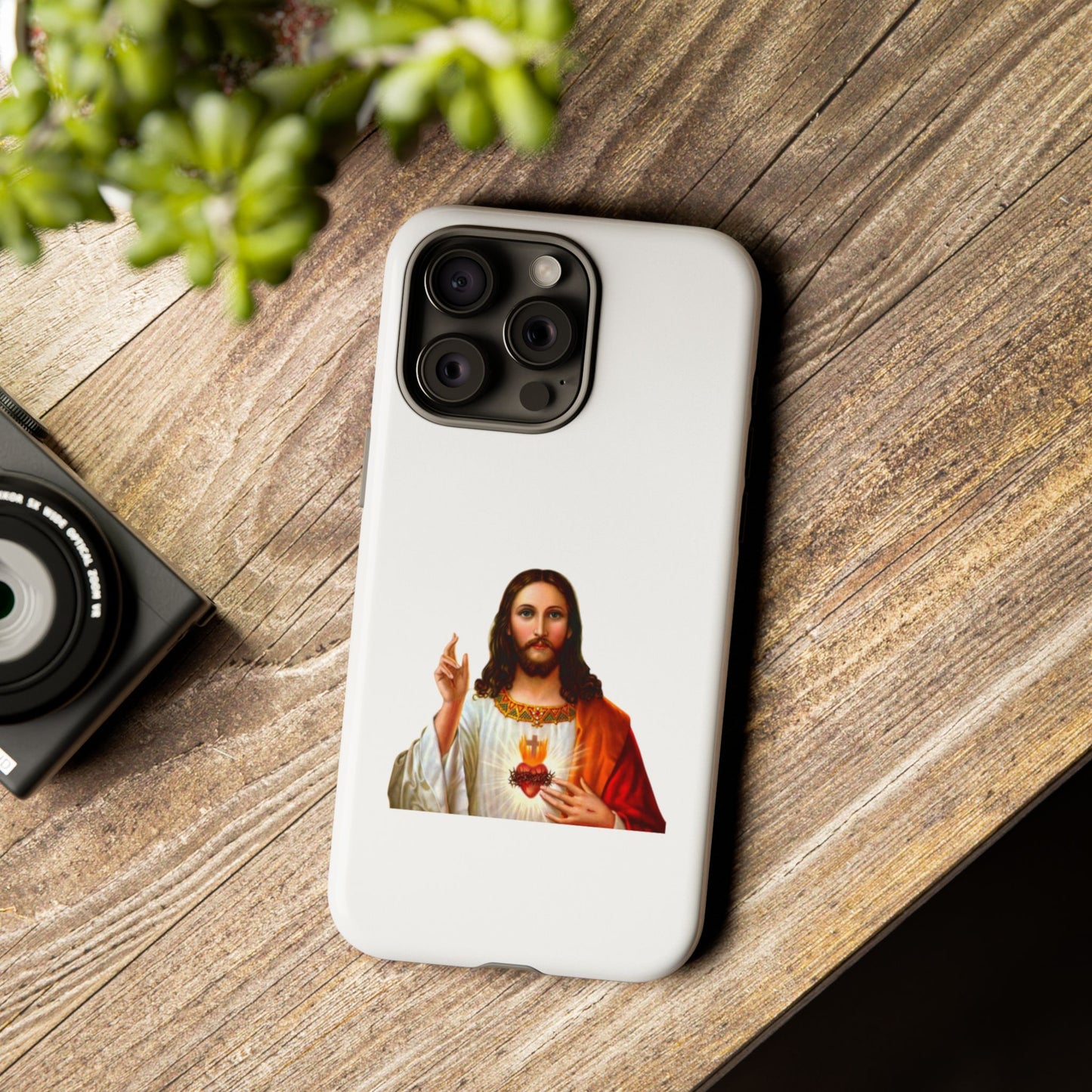 Artistic Phone Case Featuring Jesus, Tough Phone Case, Christian Gift, Religious Phone Cover, Inspirational Phone Accessory, Unique Jesus