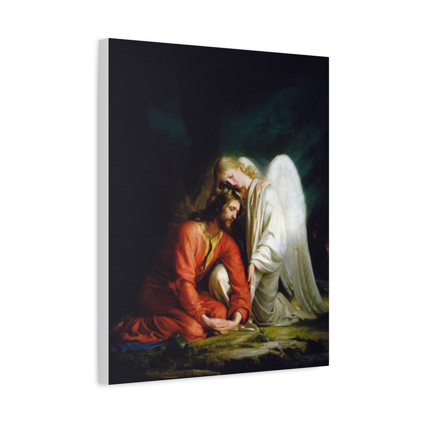 Ready To Hang - Bloch Gethsemane Jesus and Angel Praying - Agony in the Garden Catholic Canvas Wall Art, Christian Decor