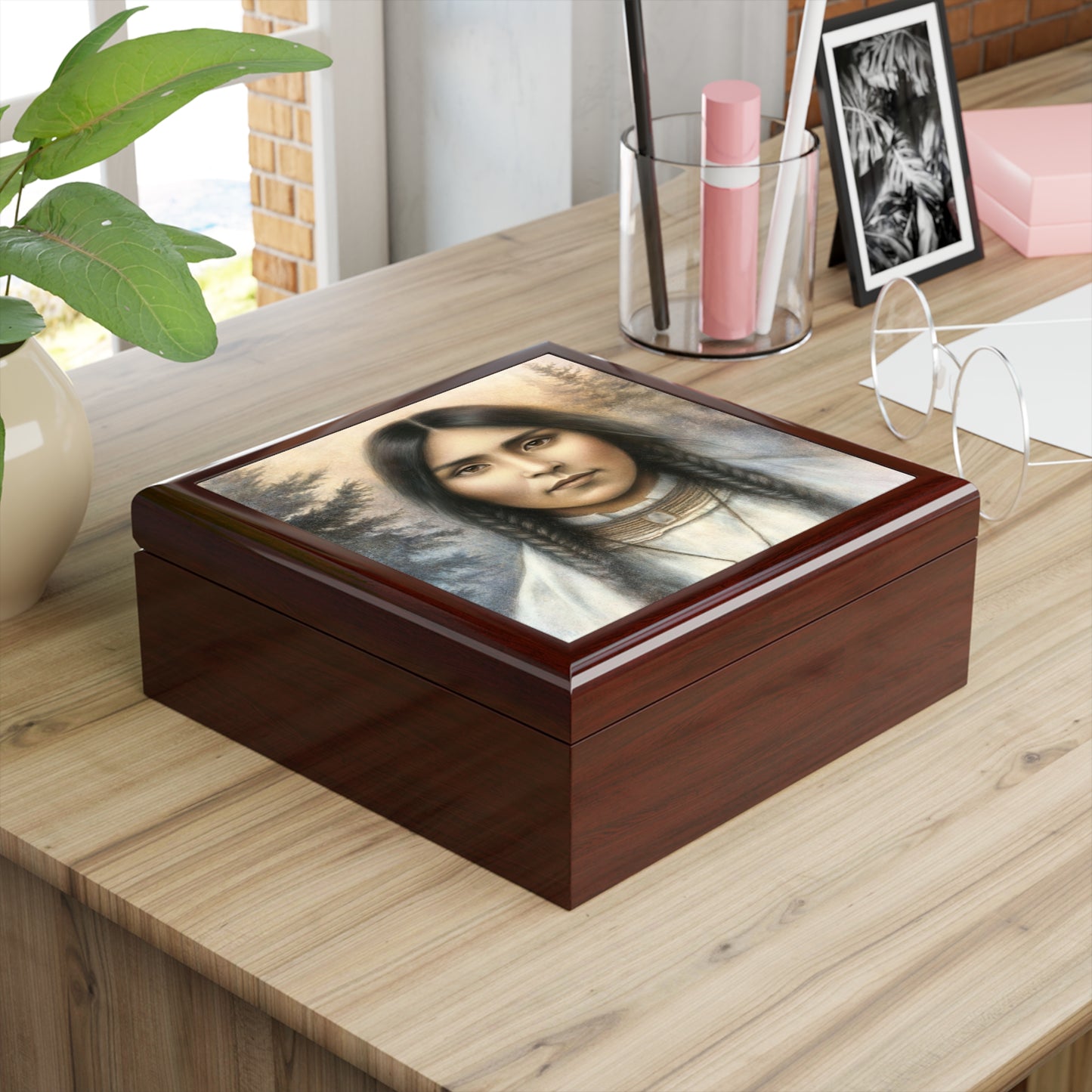 St. Kateri Tekakwitha Jewelry Box, Keepsake Storage, Decorative Box, Catholic Saint Home Decor