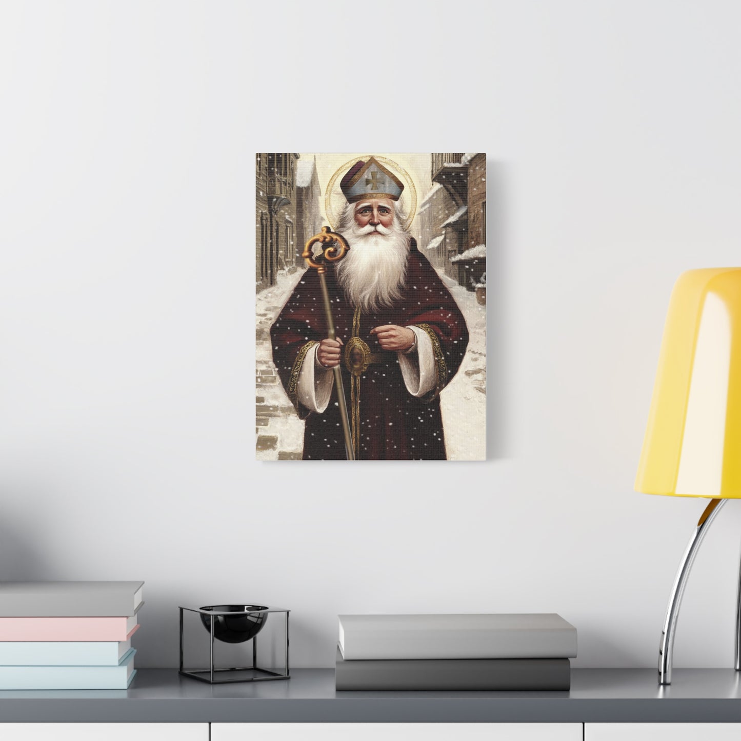 St. Nicholas of Bari Religious Canvas Wall Art, Christian Decor