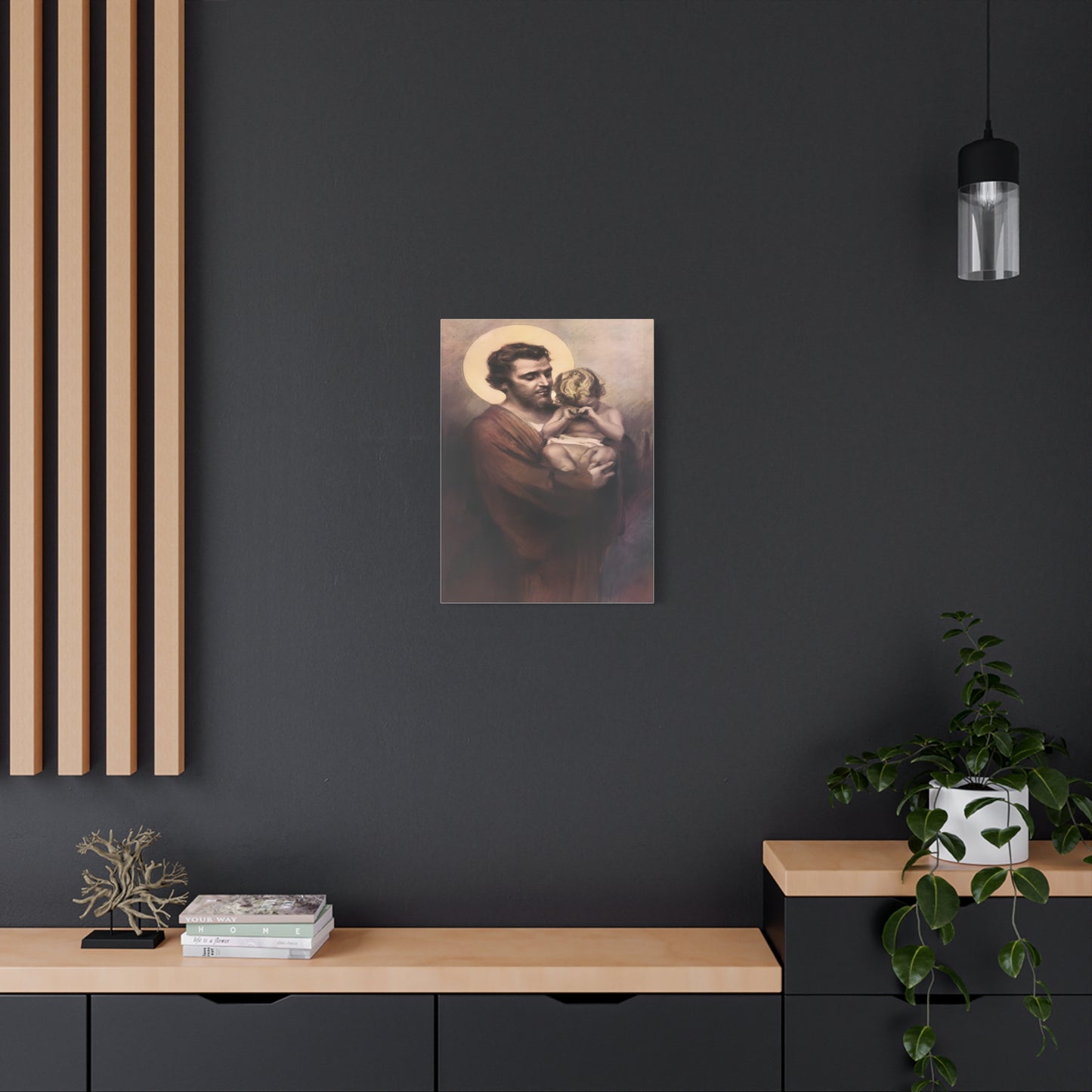 St. Joseph & Child Jesus Crying - Chambers - Catholic Canvas Wall Art, Christian Decor
