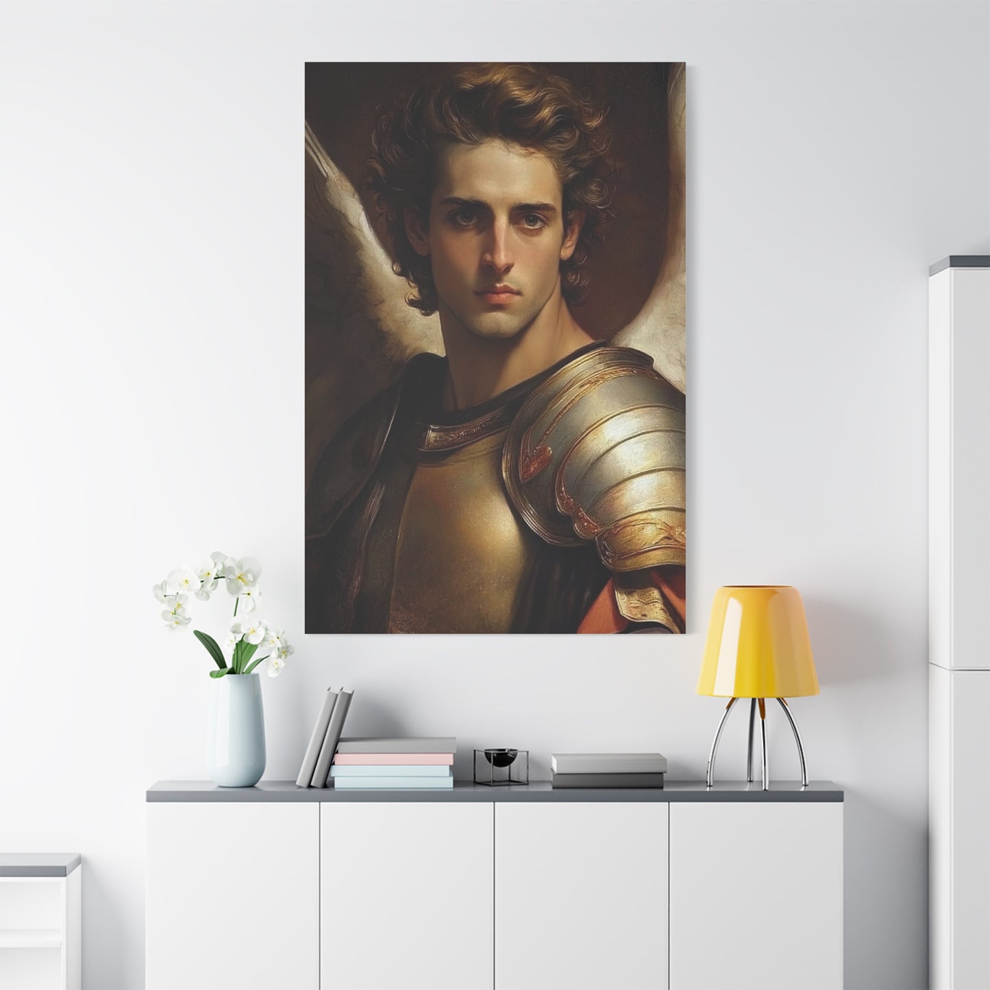 Michael the Archangel Catholic Canvas Wall Art, Christian Decor