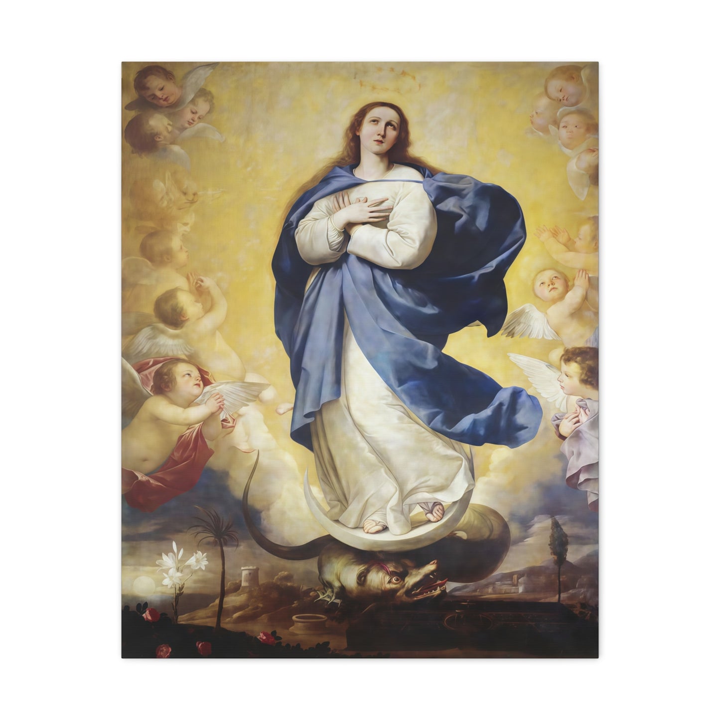 Ready to Hang - Immaculate Conception Virgin Mary Catholic Canvas Wall Art, Christian Decor