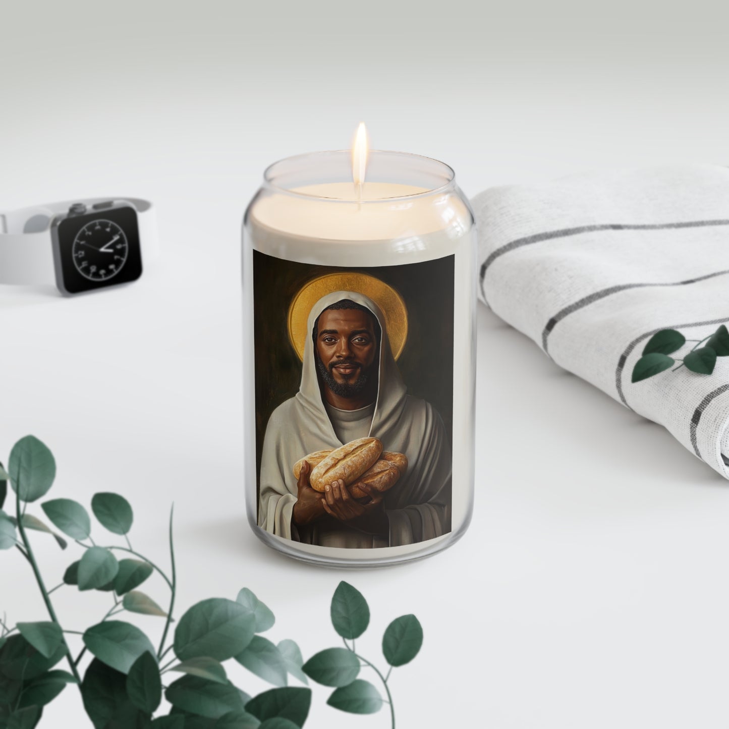 St. Benedict the Moor Catholic Serenity Scented Candle, 13.75oz | Relaxation Gift, Home Decor, Calm Atmosphere, Religious Decor