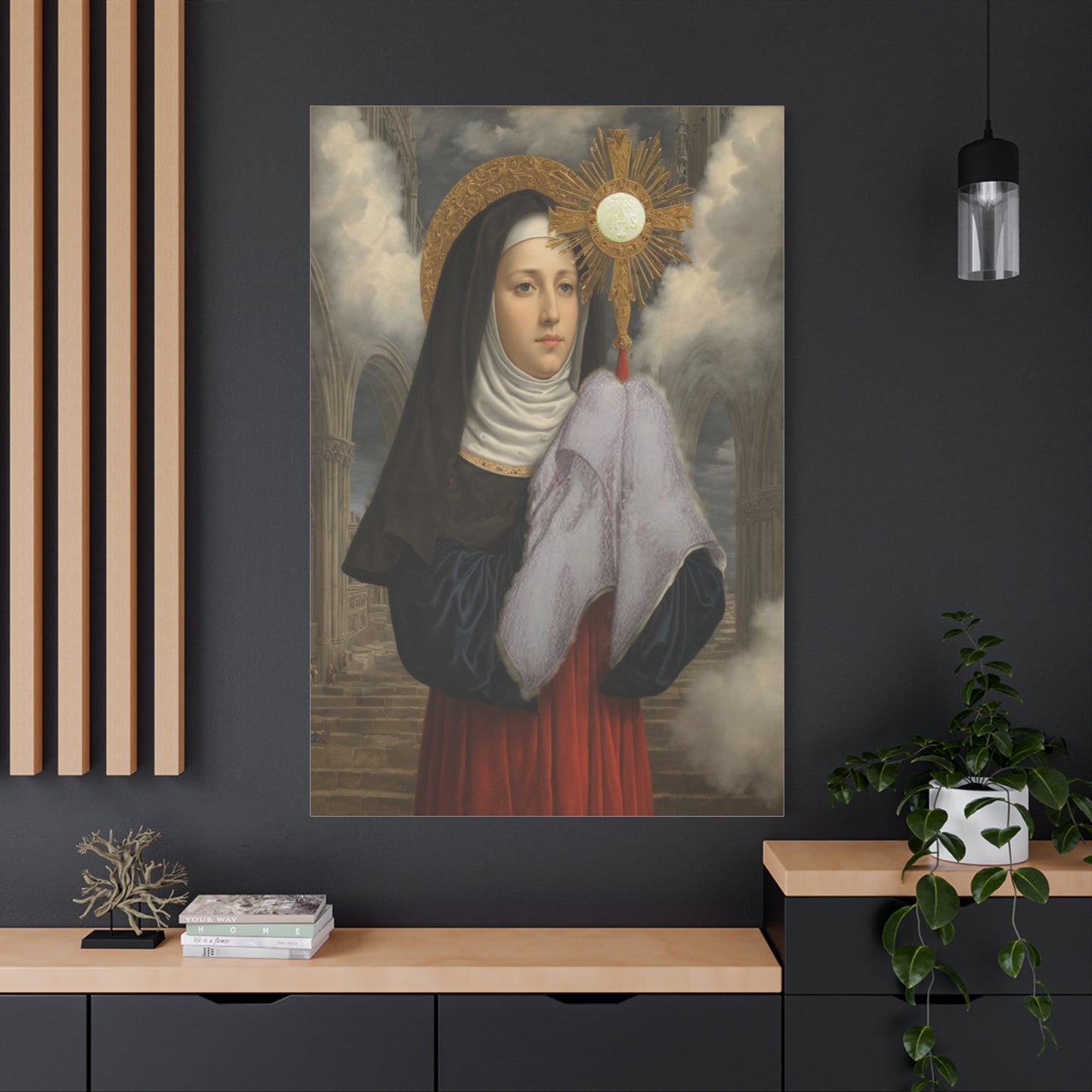 St. Juliana of Liege Catholic Canvas Wall Art, Christian Decor