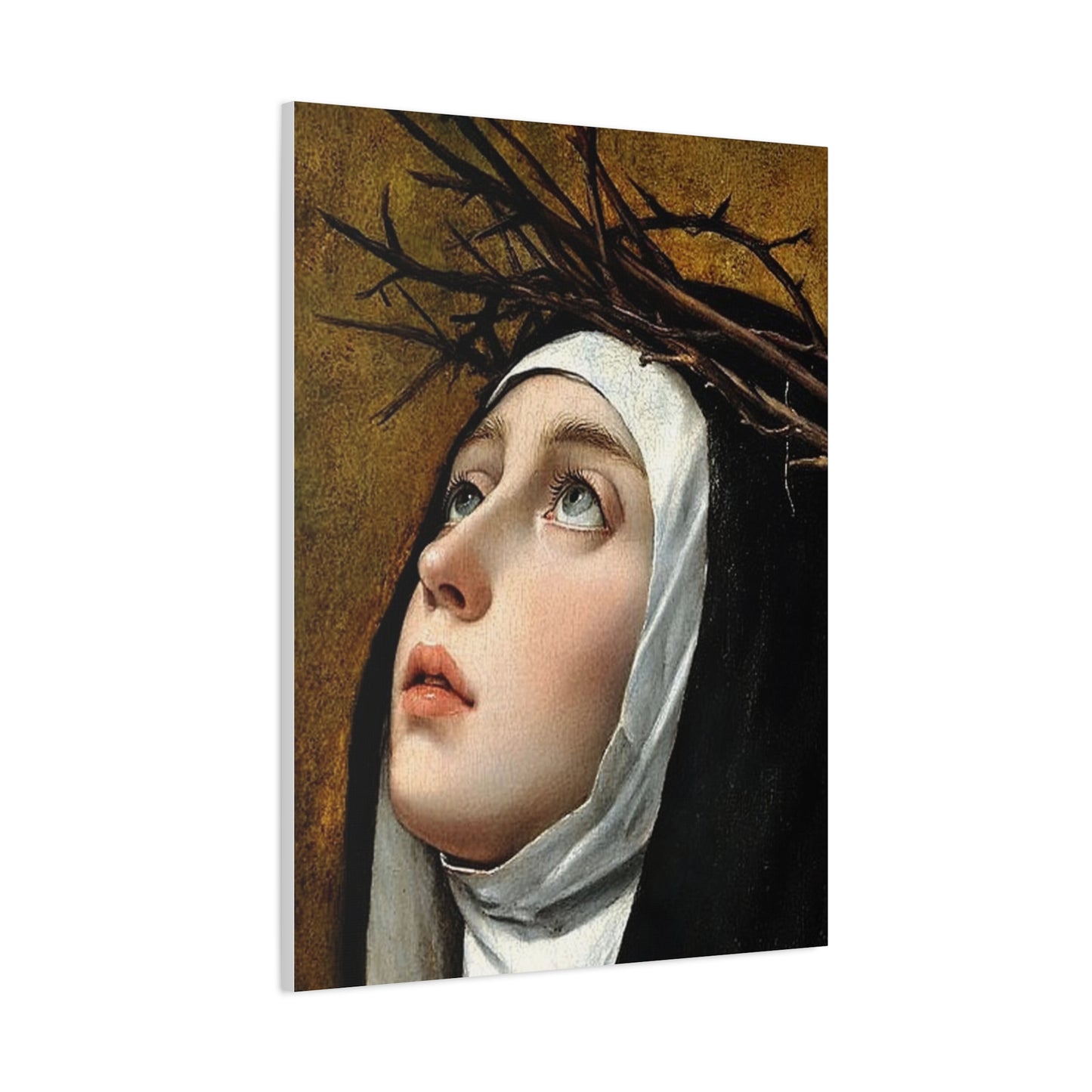 St. Catherine of Siena with Thorns Catholic Canvas Wall Art, Christian Decor