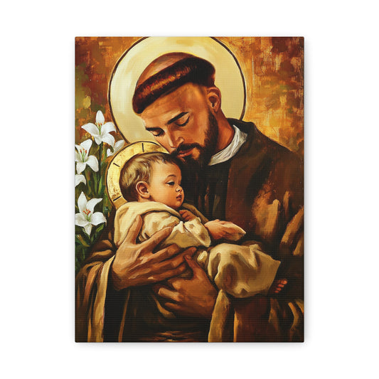 St. Anthony of Padua Canvas Print, Catholic Decor Wall, Gift Religious Christian