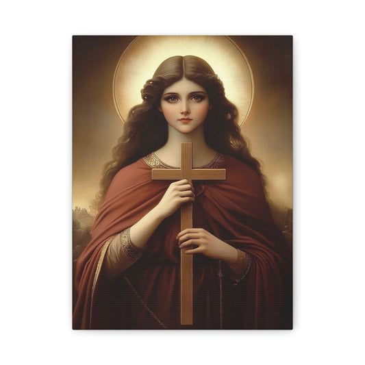 St. Helena and the True Cross Catholic Canvas Wall Art, Christian Decor