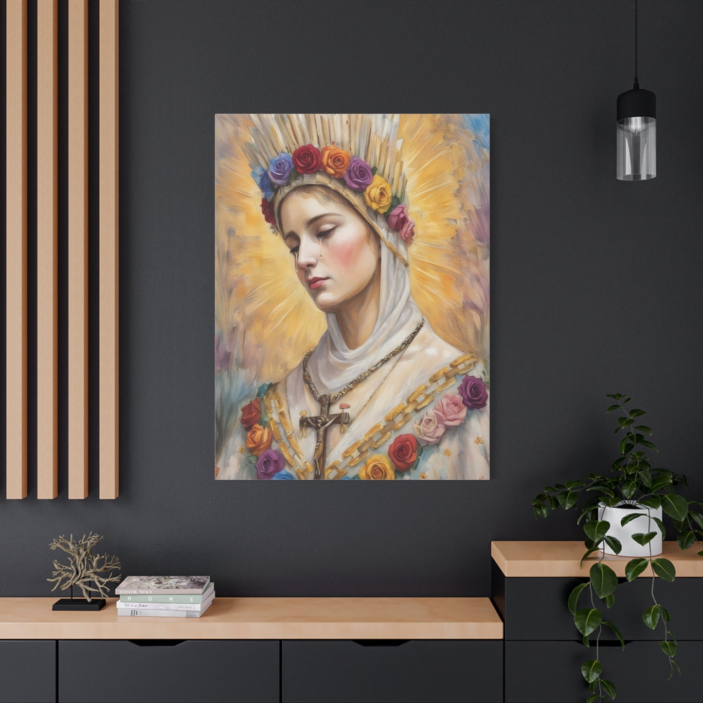Our Lady La Salette Catholic Canvas Wall Art, Mother Mary Print Christian Decor