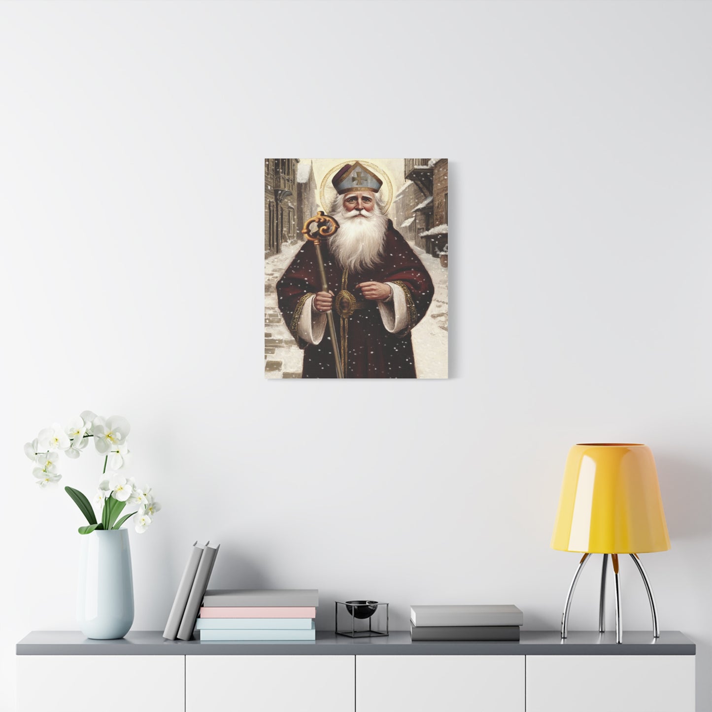 St. Nicholas of Bari Religious Canvas Wall Art, Christian Decor