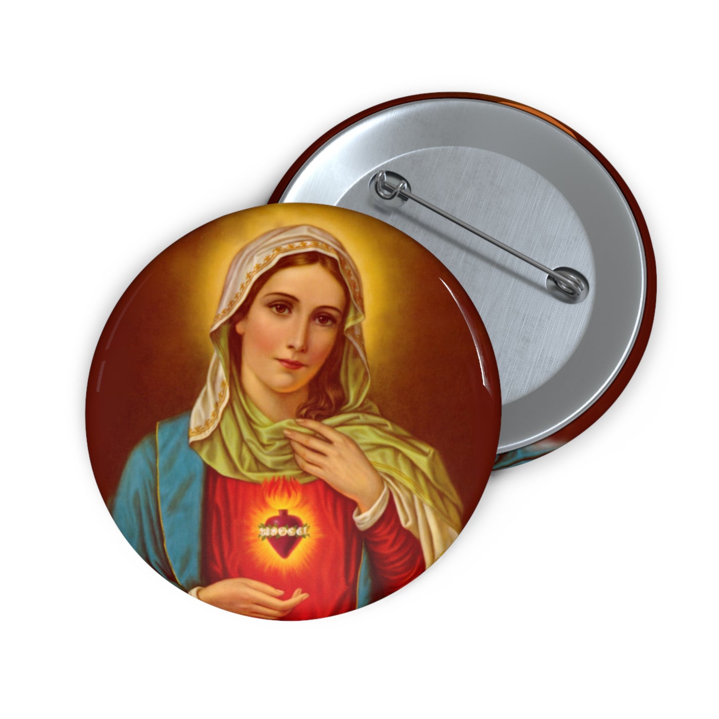 Pin Buttons, Immaculate Mary Catholic Religious Gift, Button Pins, Custom Badge, Mother Mary, Christian Accessories