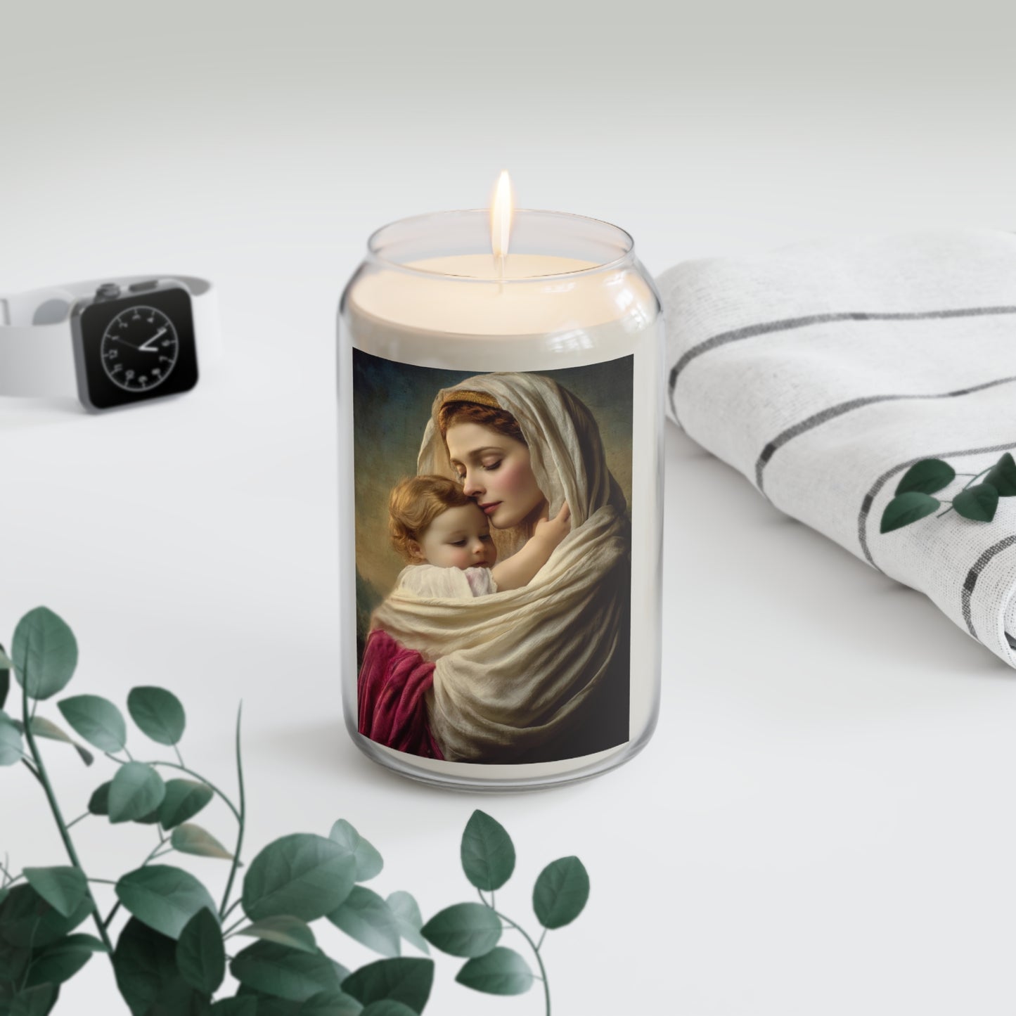 Blessed Mother Mary and Baby Jesus Catholic Serenity Scented Candle, 13.75oz | Relaxation Gift, Home Decor, Calm Atmosphere, Religious Decor
