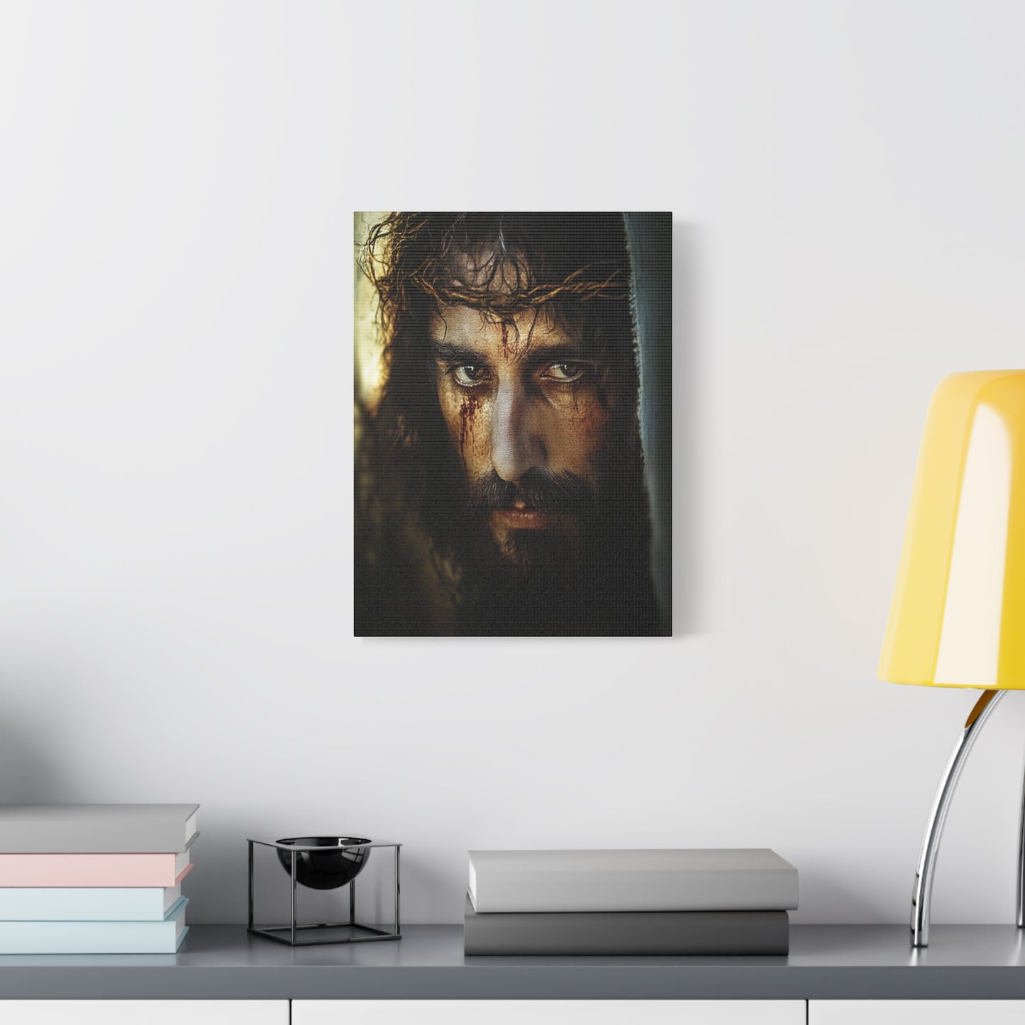 Jesus Christ Our Lord with Crown of Thorns Catholic Canvas Wall Art, Christian Decor
