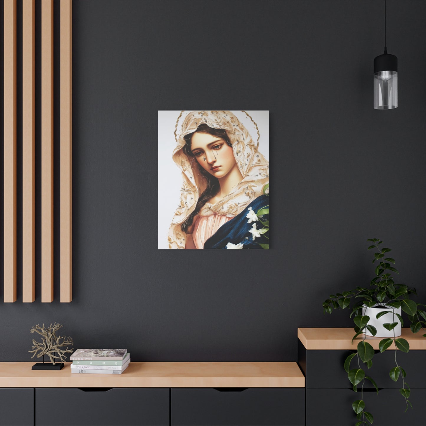 Ready to Hang - Our Lady Tears Catholic Canvas Wall Art, Christian Decor