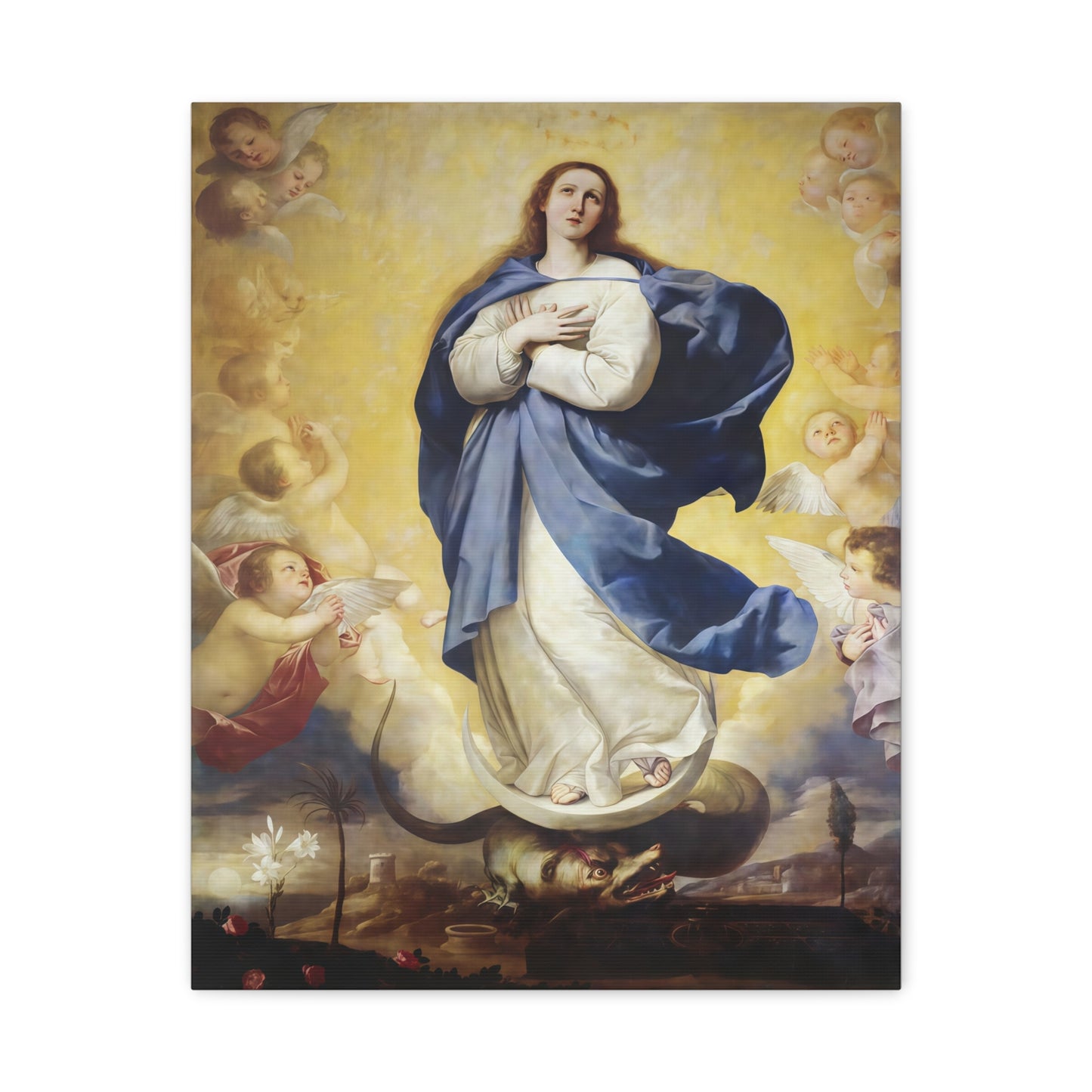Ready to Hang - Immaculate Conception Virgin Mary Catholic Canvas Wall Art, Christian Decor