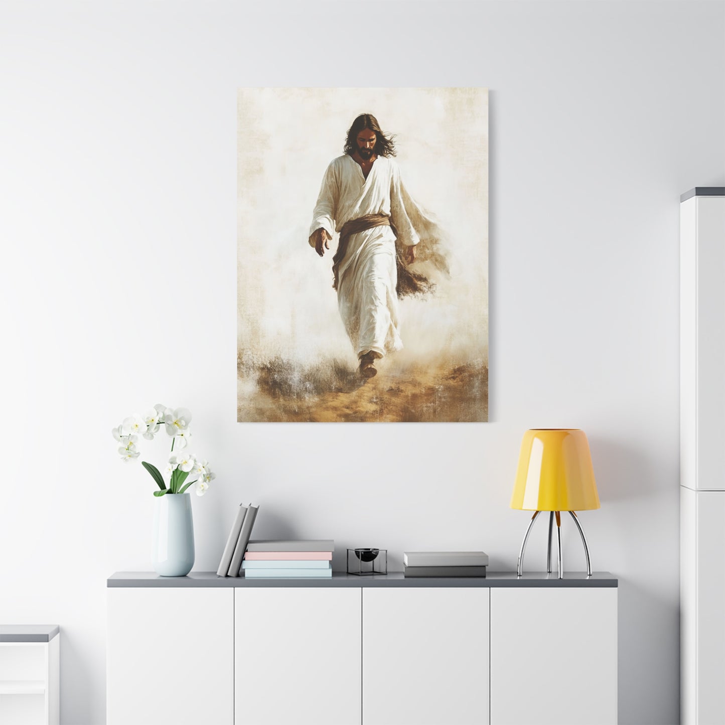 Jesus Christ Walking Through The Desert Catholic Canvas Wall Art, Christian Decor