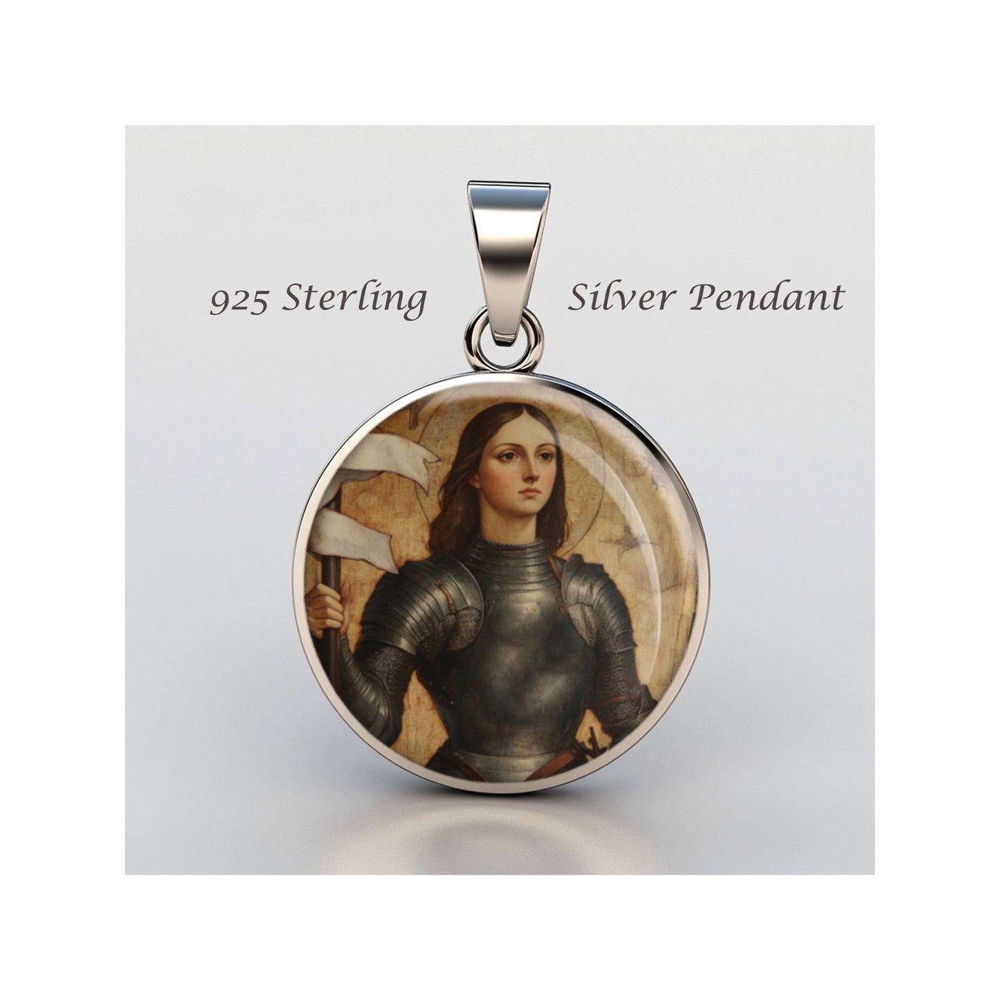 Saint Joan Of Arc Catholic sterling silver 925 Christian Medal Patron Pendant image 0
