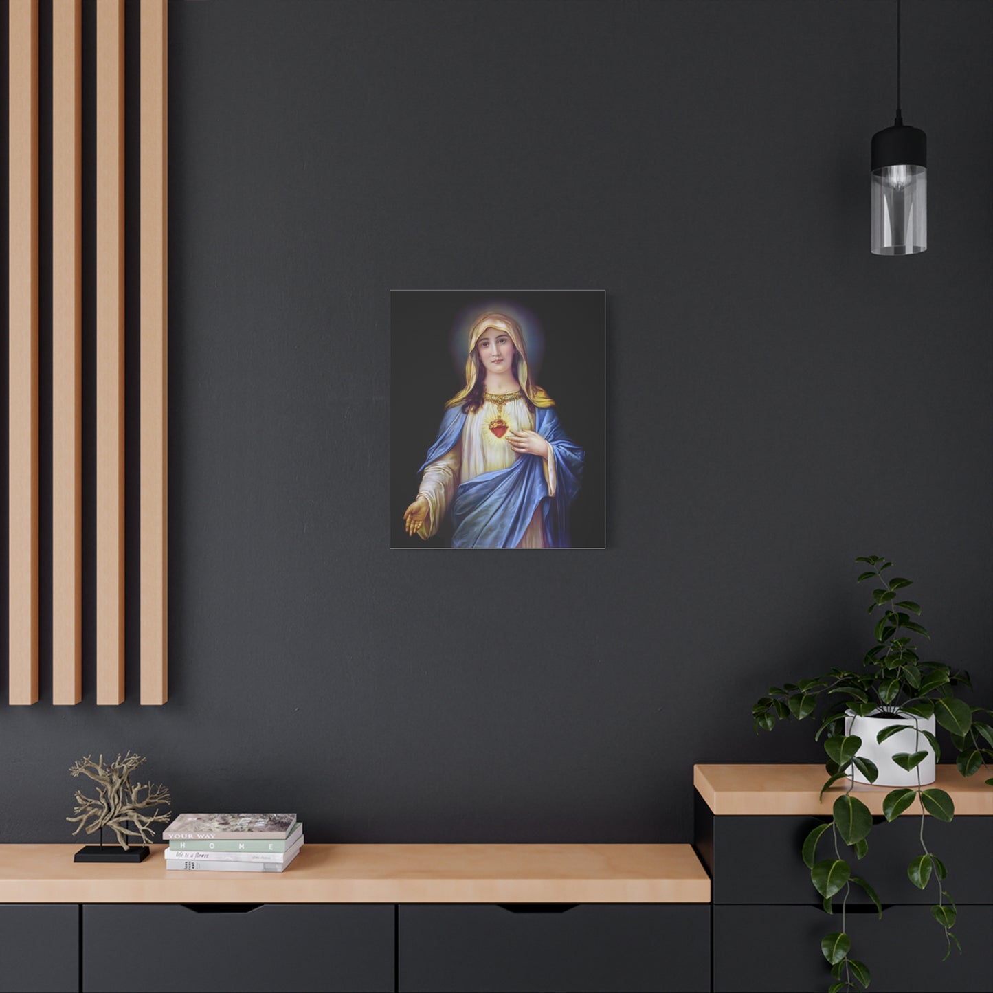Immaculate Heart Mother Mary - Catholic Canvas Wall Art, Christian Decor