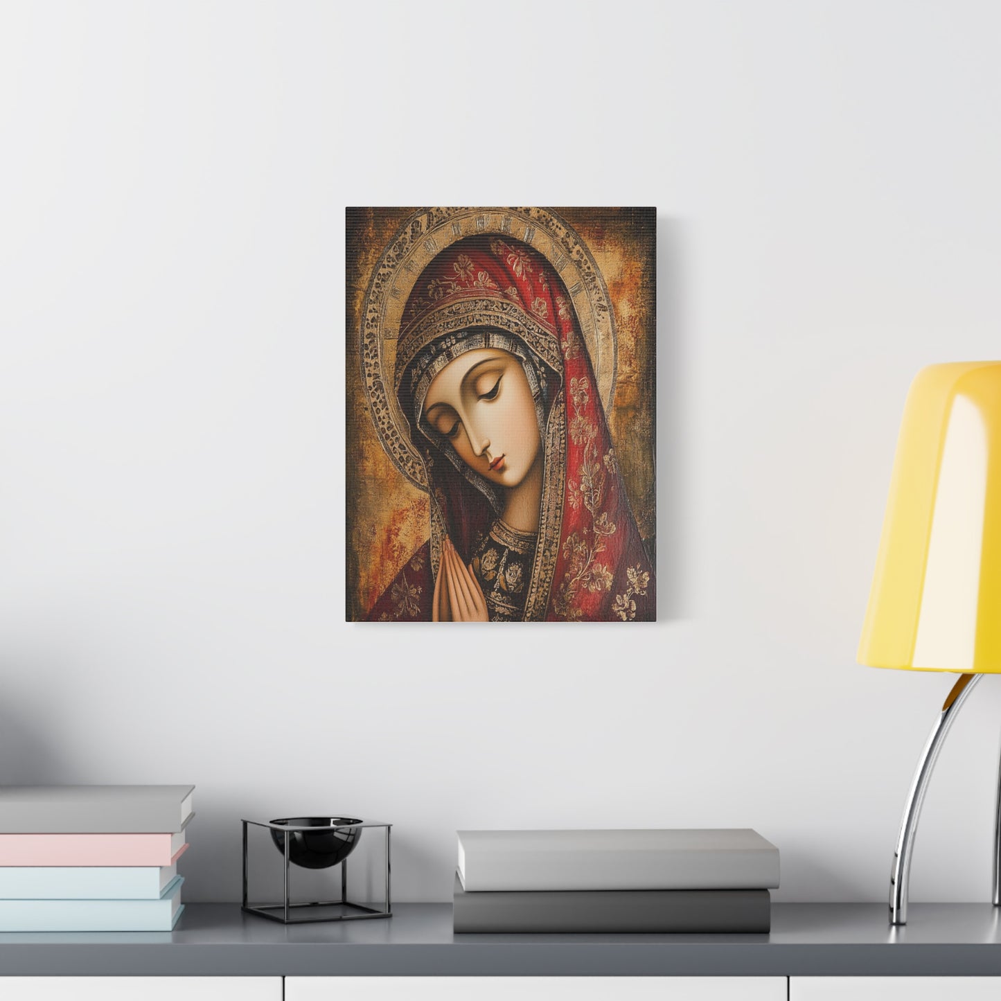 Holy Mary Icon in Byzantine Style - Canvas Wall Art, Christian Decor