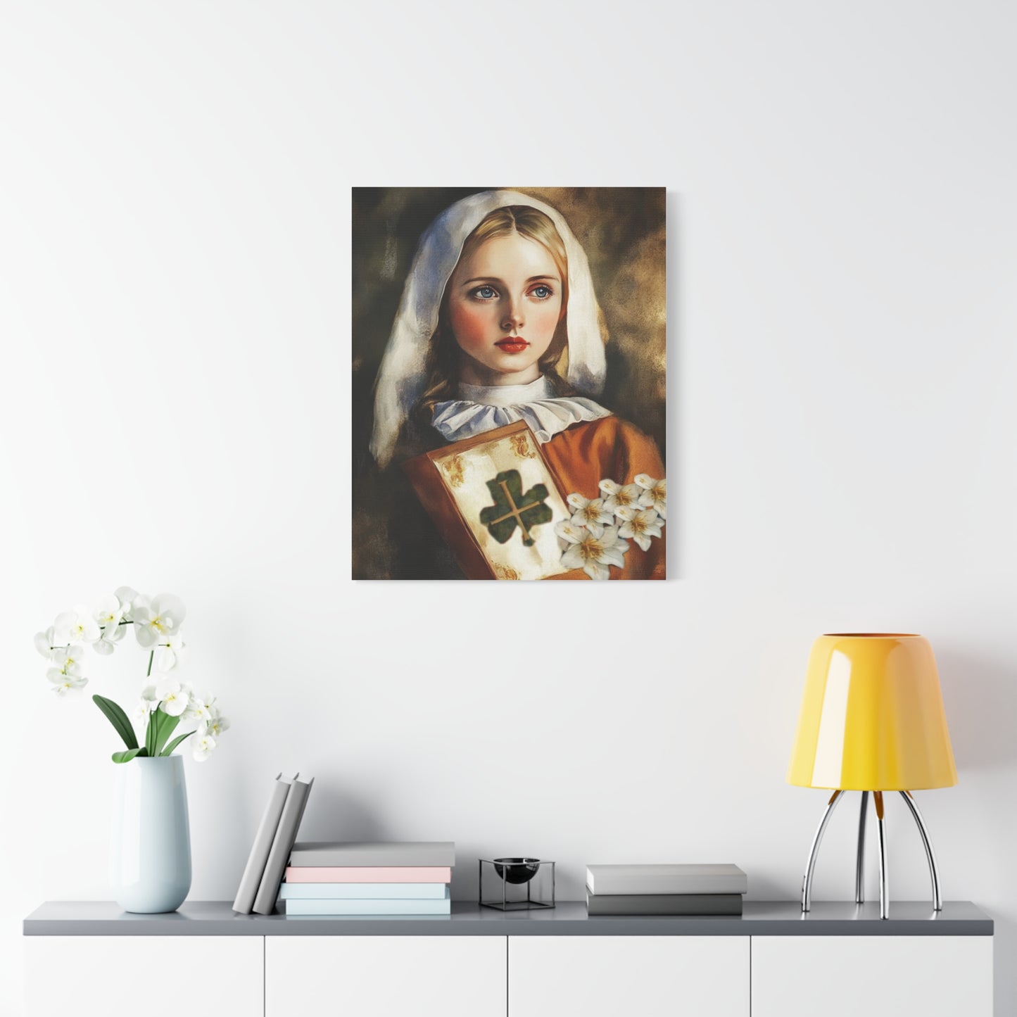 St. Dymphna Catholic Canvas Wall Art, Christian Decor