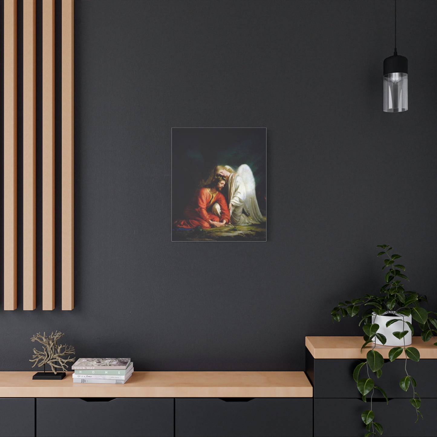 Ready To Hang - Bloch Gethsemane Jesus and Angel Praying - Agony in the Garden Catholic Canvas Wall Art, Christian Decor