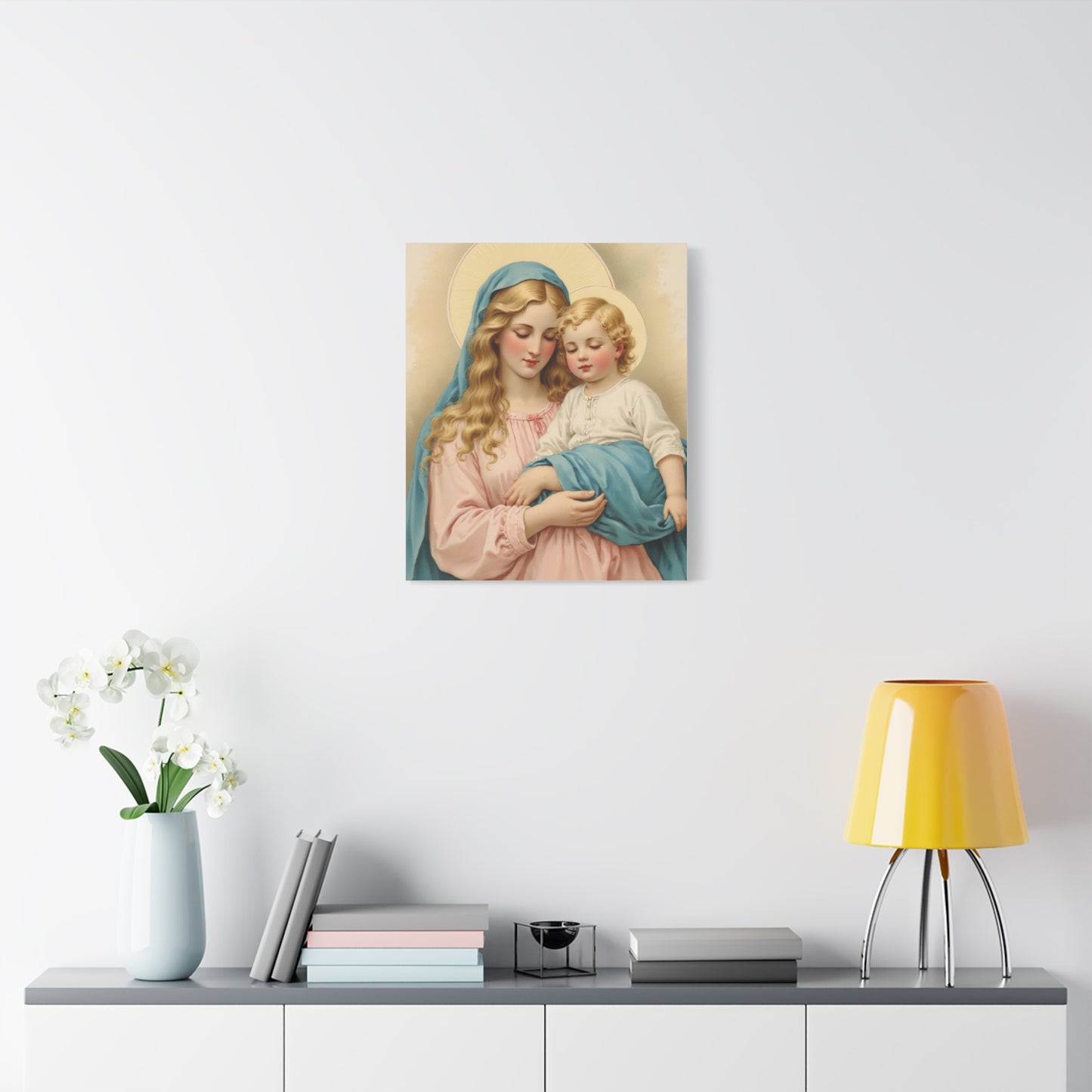 Mother Mary and Baby Jesus Catholic Canvas Wall Art, Christian Decor