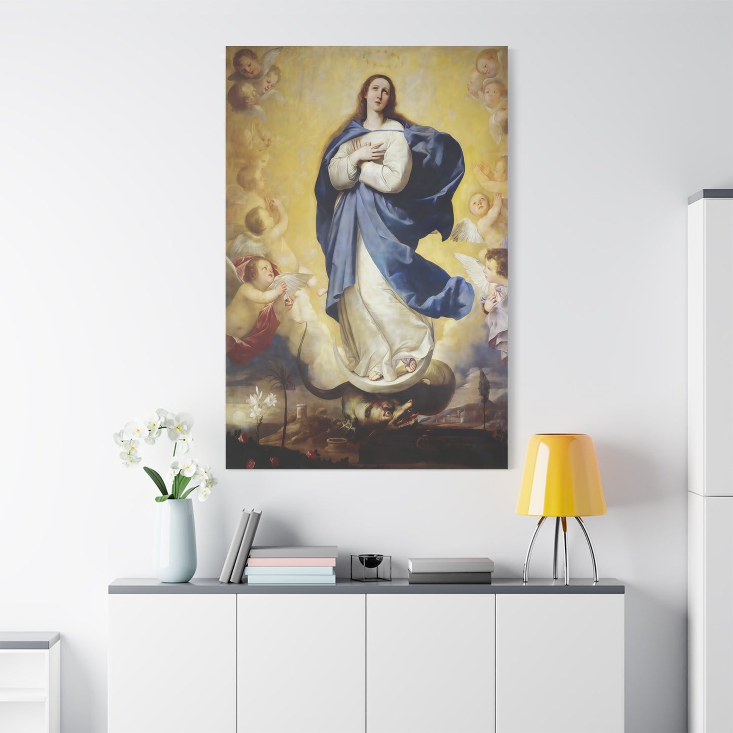 Ready to Hang - Immaculate Conception Virgin Mary Catholic Canvas Wall Art, Christian Decor