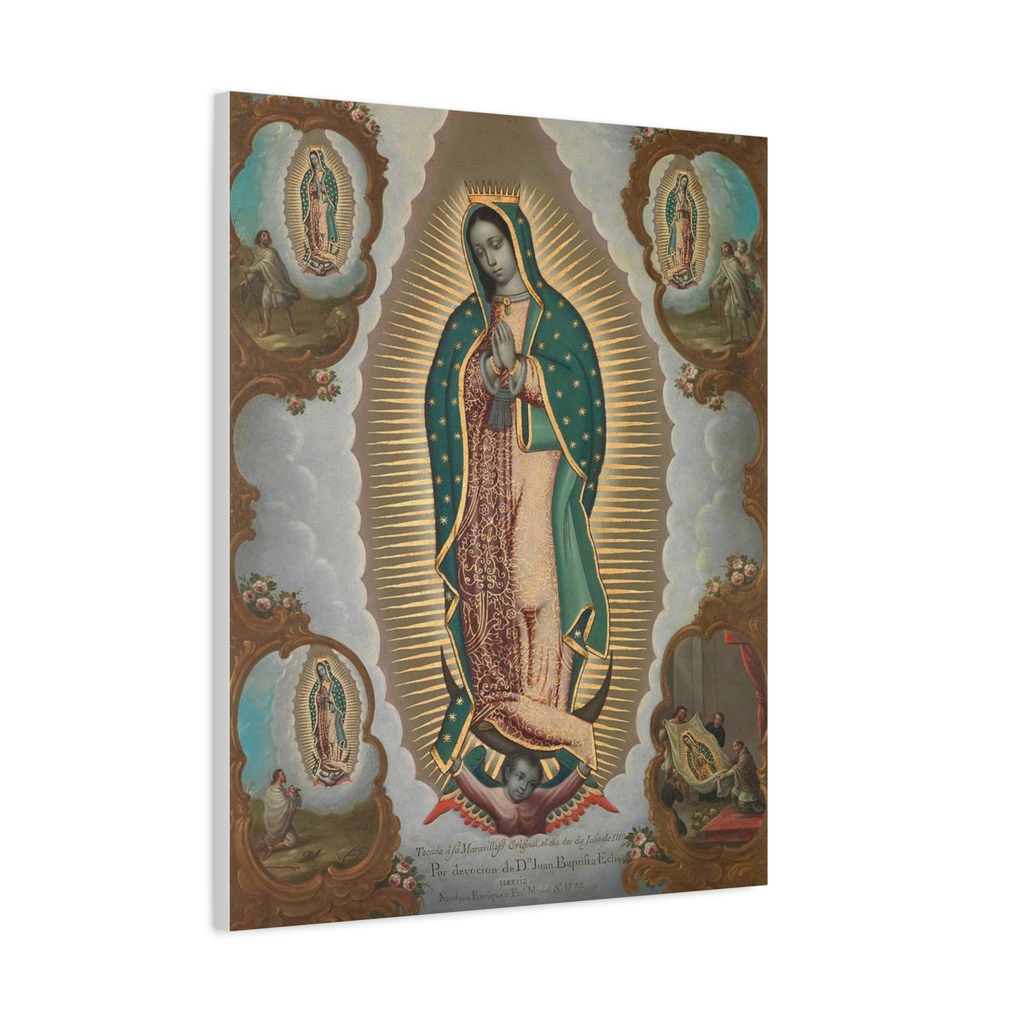 The Virgin of Guadalupe with the Four Apparitions Catholic HQ Print on Canvas Ready To Hang - Virgin Mary Canvas