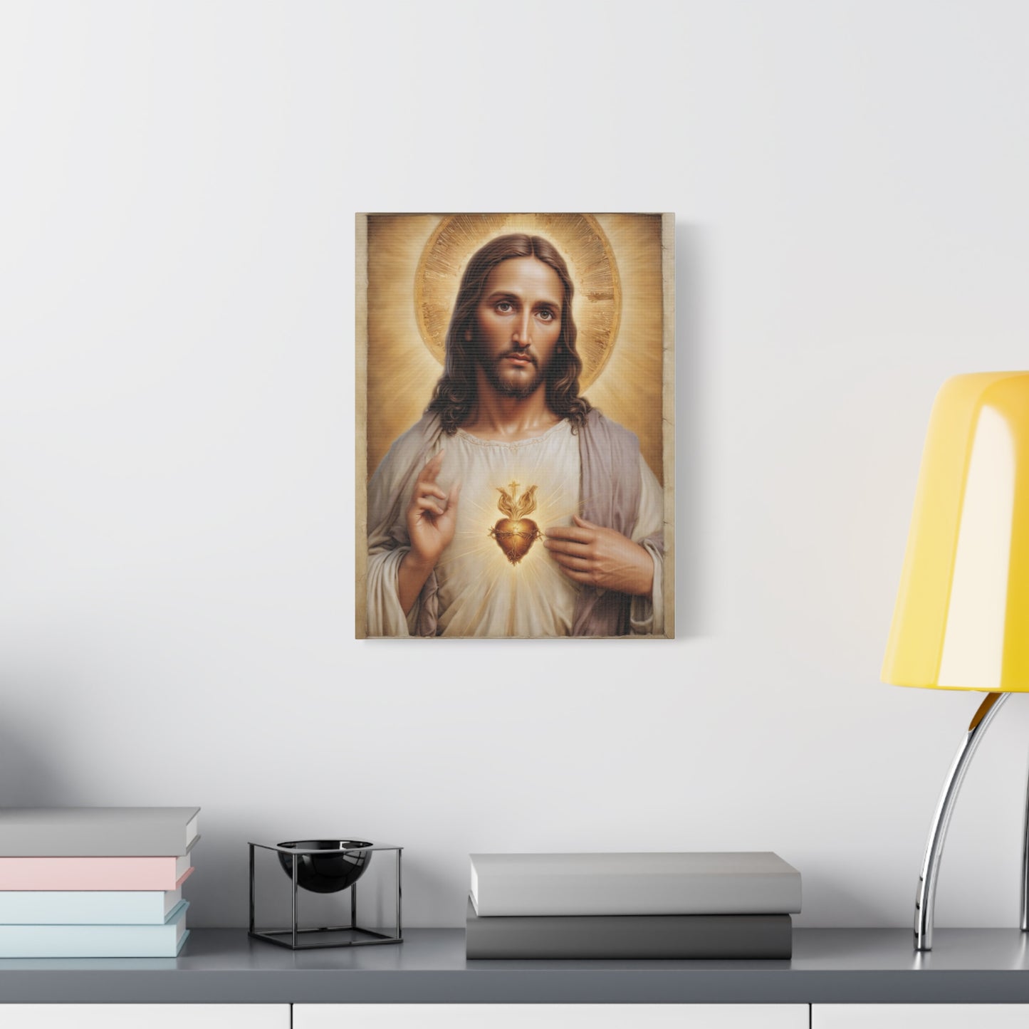 Jesus Christ Sacred Heart Catholic Canvas Wall Art, Christian Decor