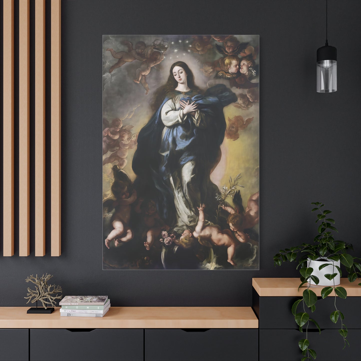 Ready To Hang - Our Lady Mother Mary Immaculate Conception Catholic Canvas Wall Art, Christian Decor