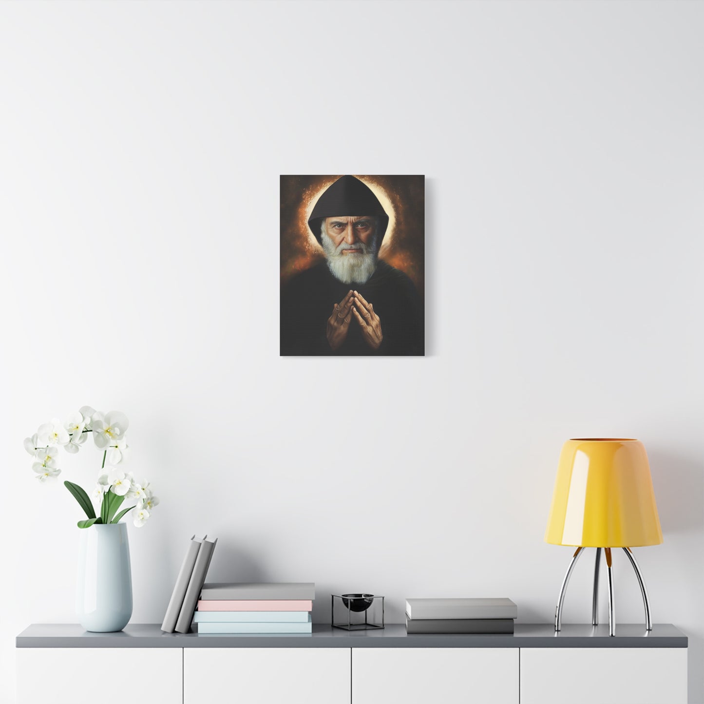 St. Charbel Makhlouf Catholic Canvas Wall Art, Christian Decor