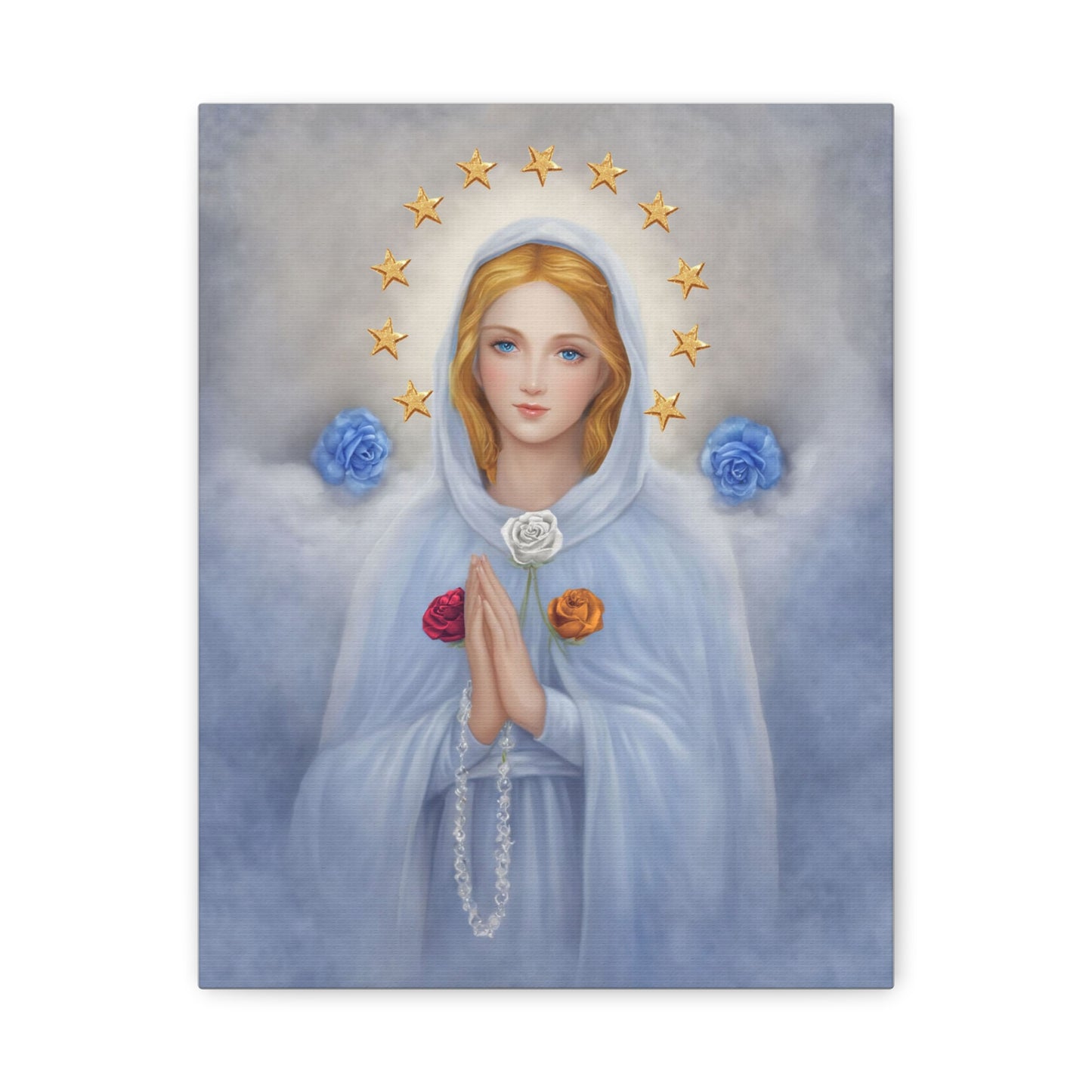 Rosa Mystica Mary Catholic Canvas Wall Art, Christian Decor
