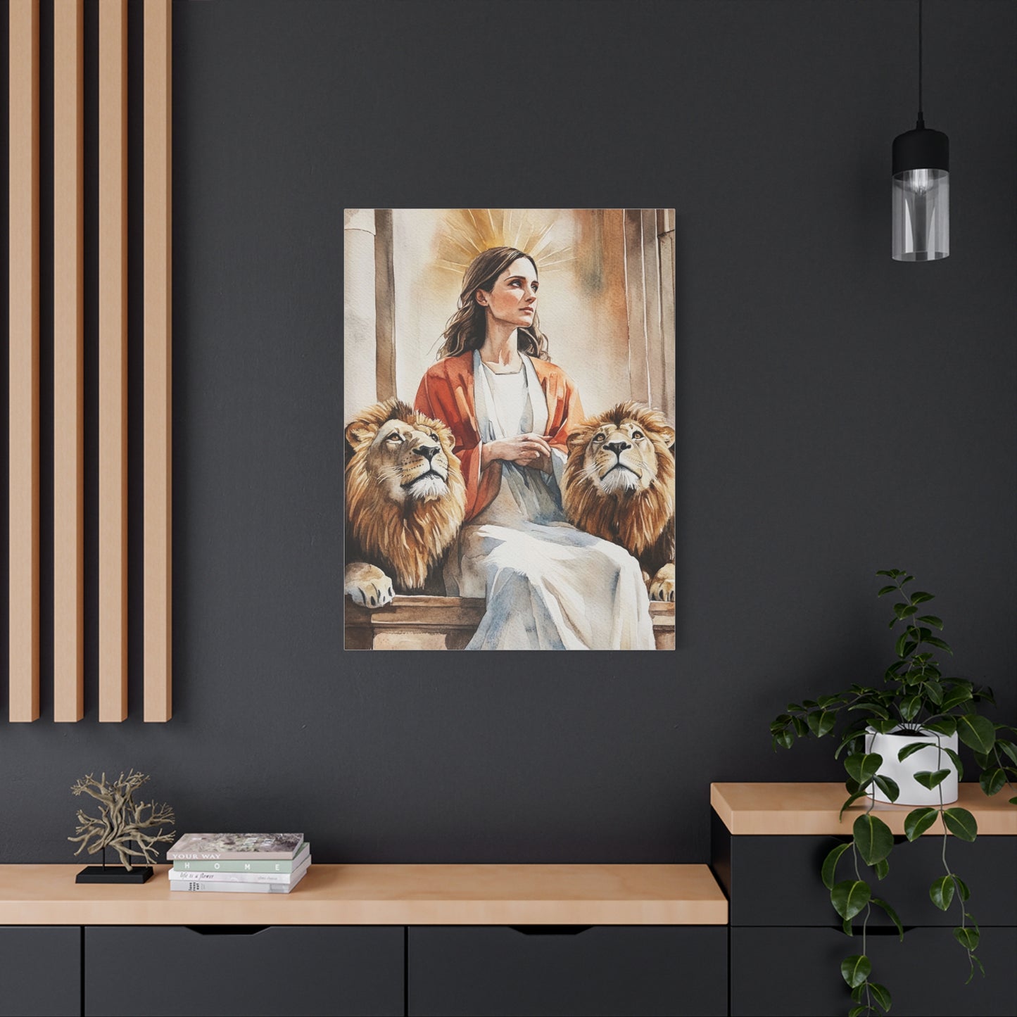 Ready To Hang - St. Prisca with Lions Catholic Canvas Wall Art, Christian Decor